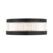 Eurofase Empra 23.63 in. Flush Mount Light, Matte Black with Crystal Drum Shade