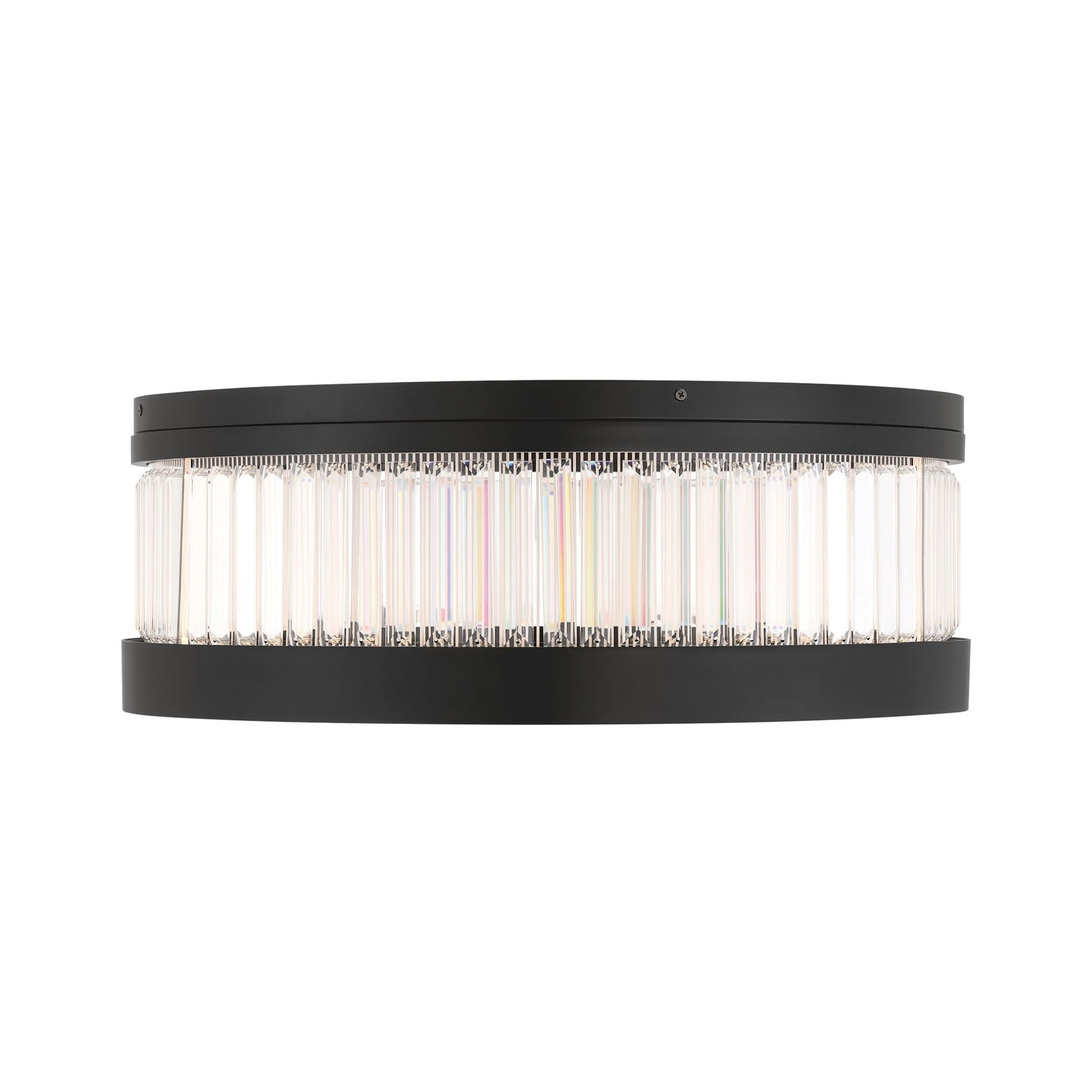 Eurofase Empra 23.63 in. Flush Mount Light, Matte Black with Crystal Drum Shade
