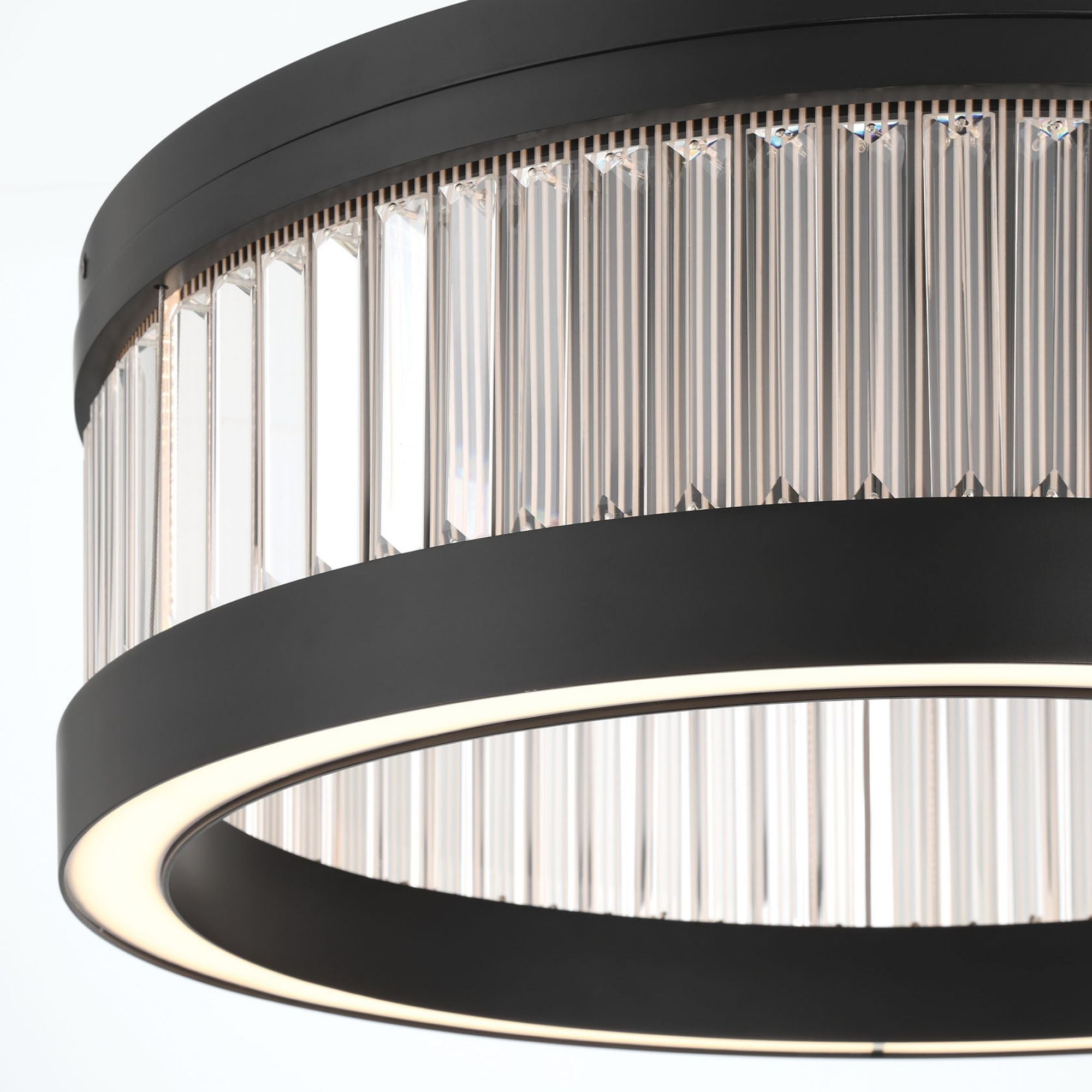 Eurofase Empra 23.63 in. Flush Mount Light, Matte Black with Crystal Drum Shade