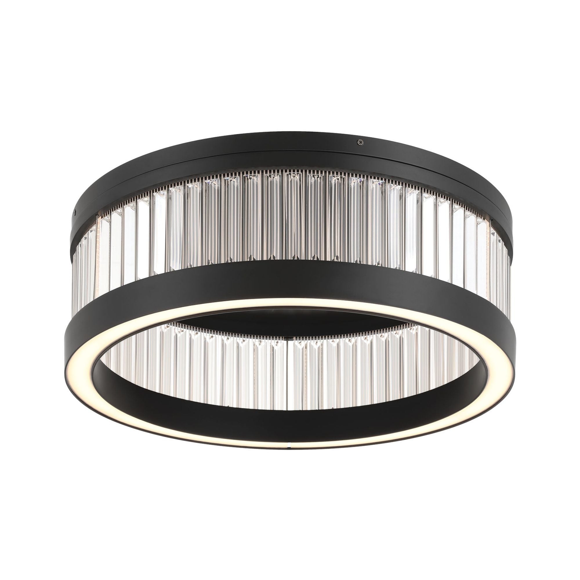 Eurofase Empra 23.63 in. Flush Mount Light, Matte Black with Crystal Drum Shade