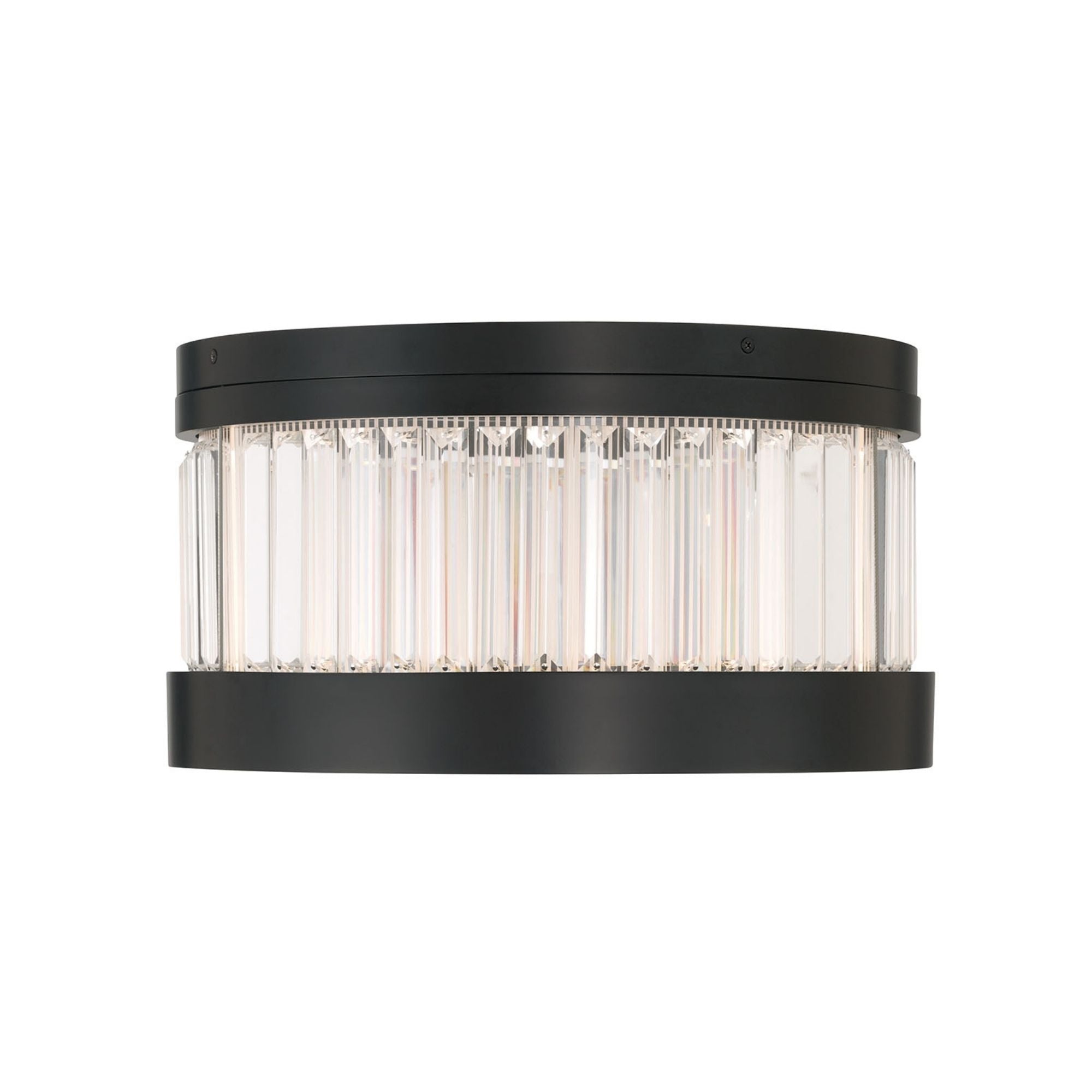 Eurofase Empra 15.75 in. Flush Mount Light, Matte Black with Crystal Drum Shade