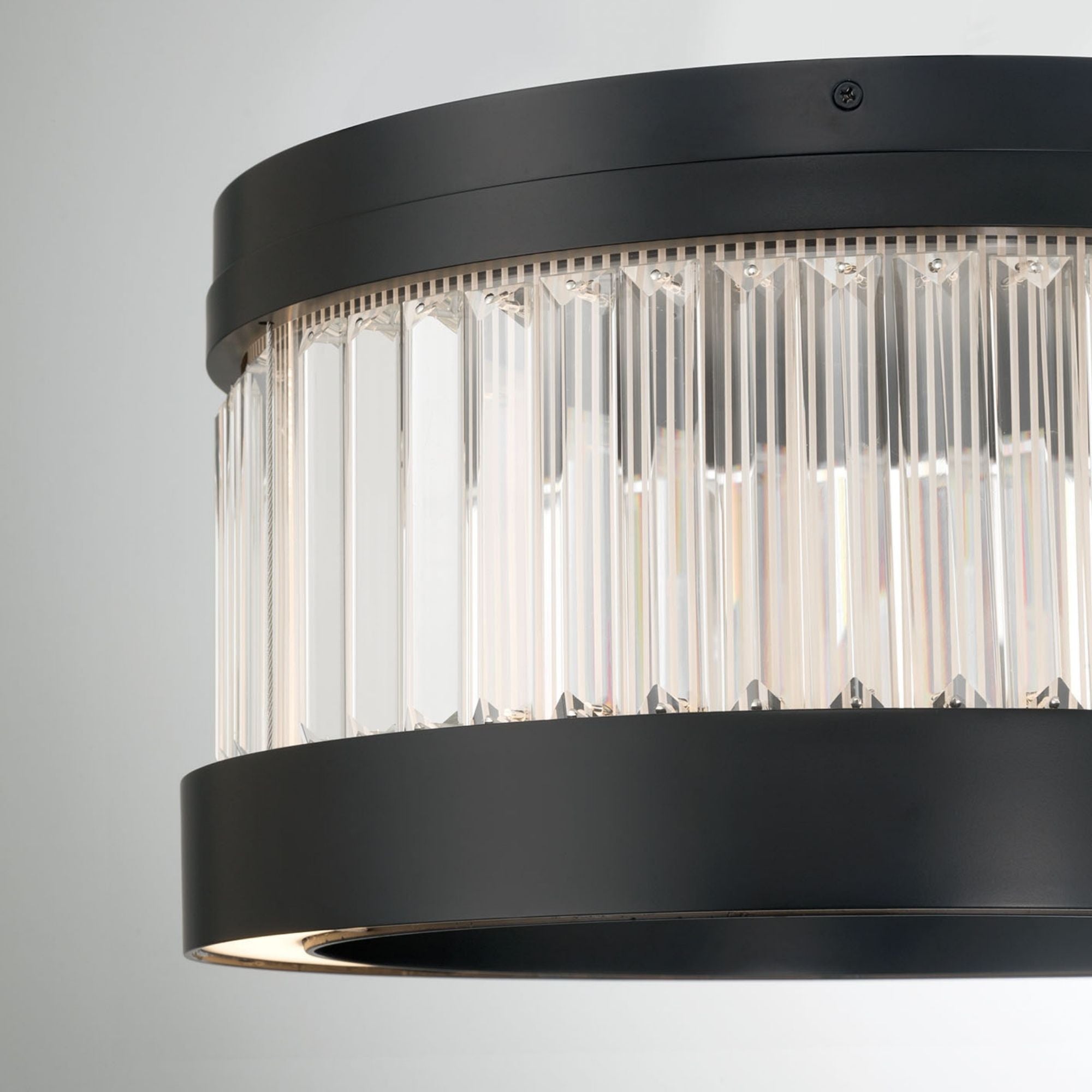 Eurofase Empra 15.75 in. Flush Mount Light, Matte Black with Crystal Drum Shade