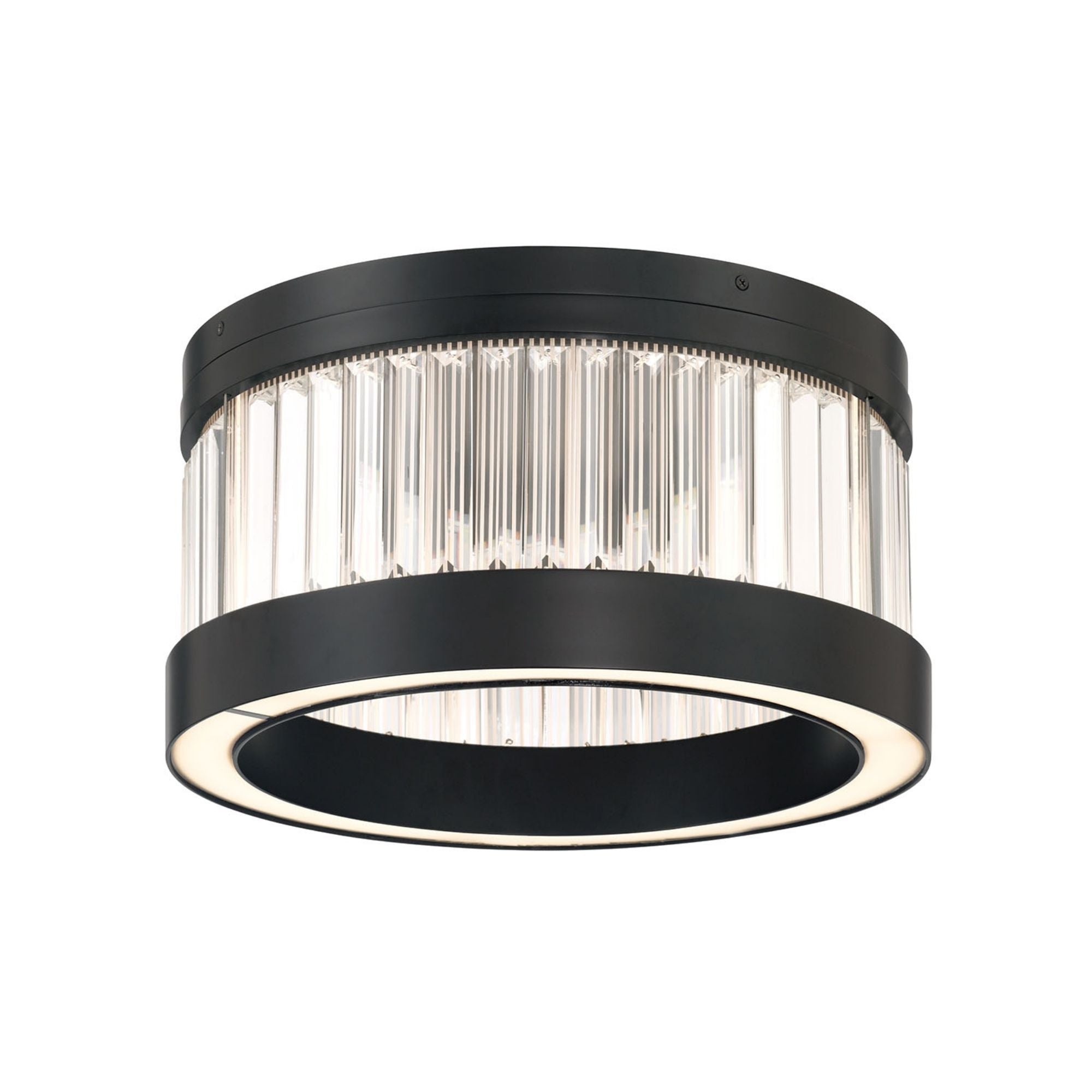 Eurofase Empra 15.75 in. Flush Mount Light, Matte Black with Crystal Drum Shade