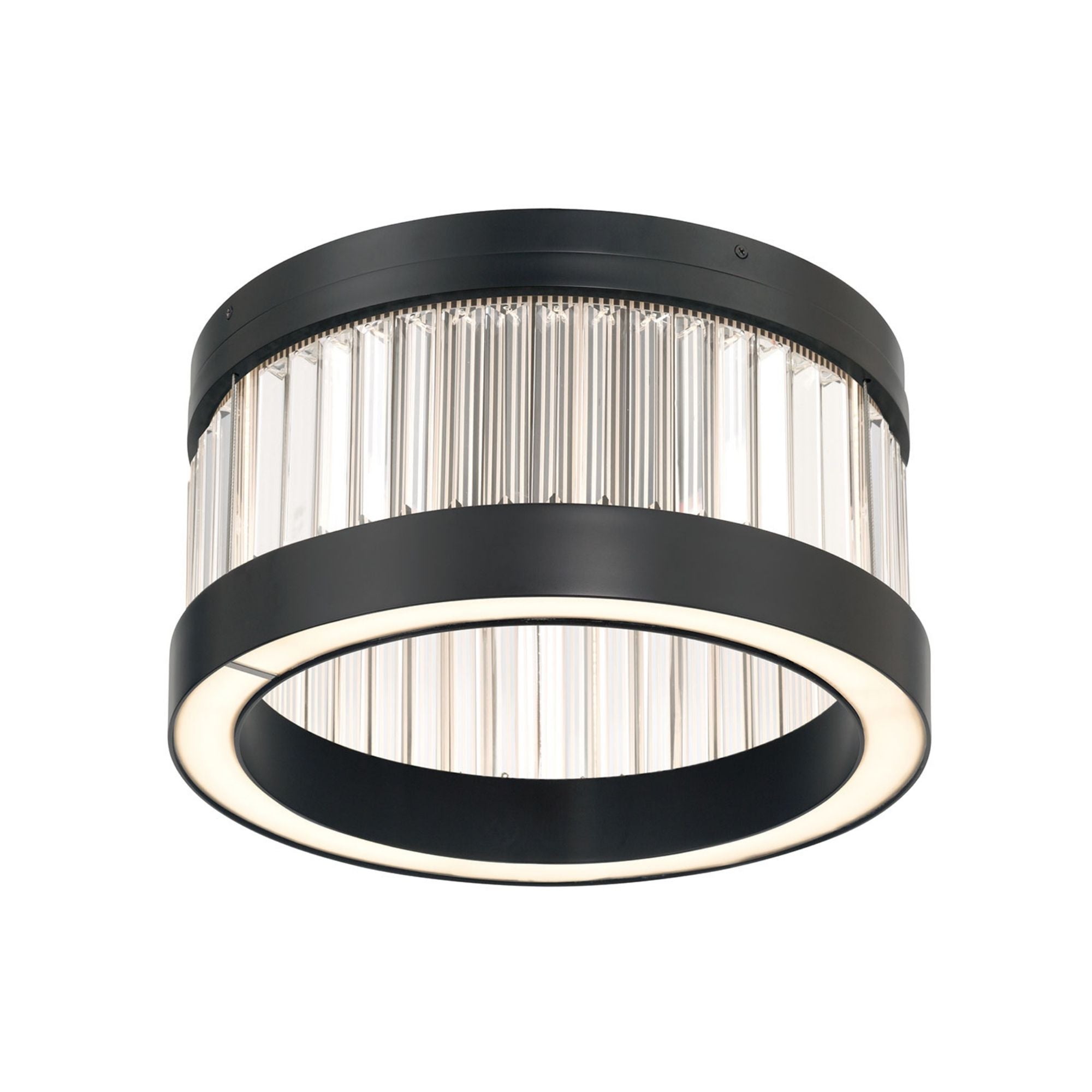 Eurofase Empra 15.75 in. Flush Mount Light, Matte Black with Crystal Drum Shade