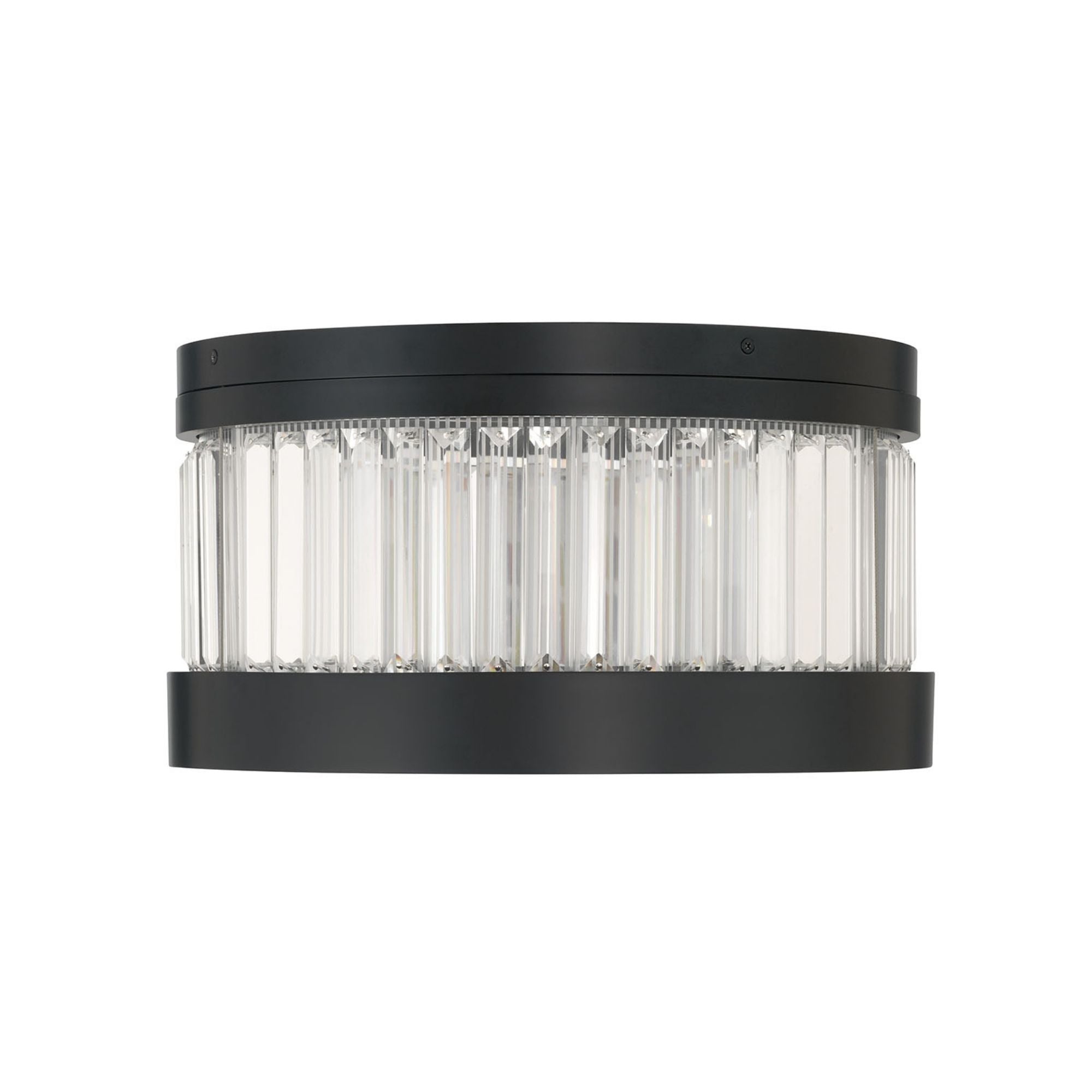 Eurofase Empra 15.75 in. Flush Mount Light, Matte Black with Crystal Drum Shade