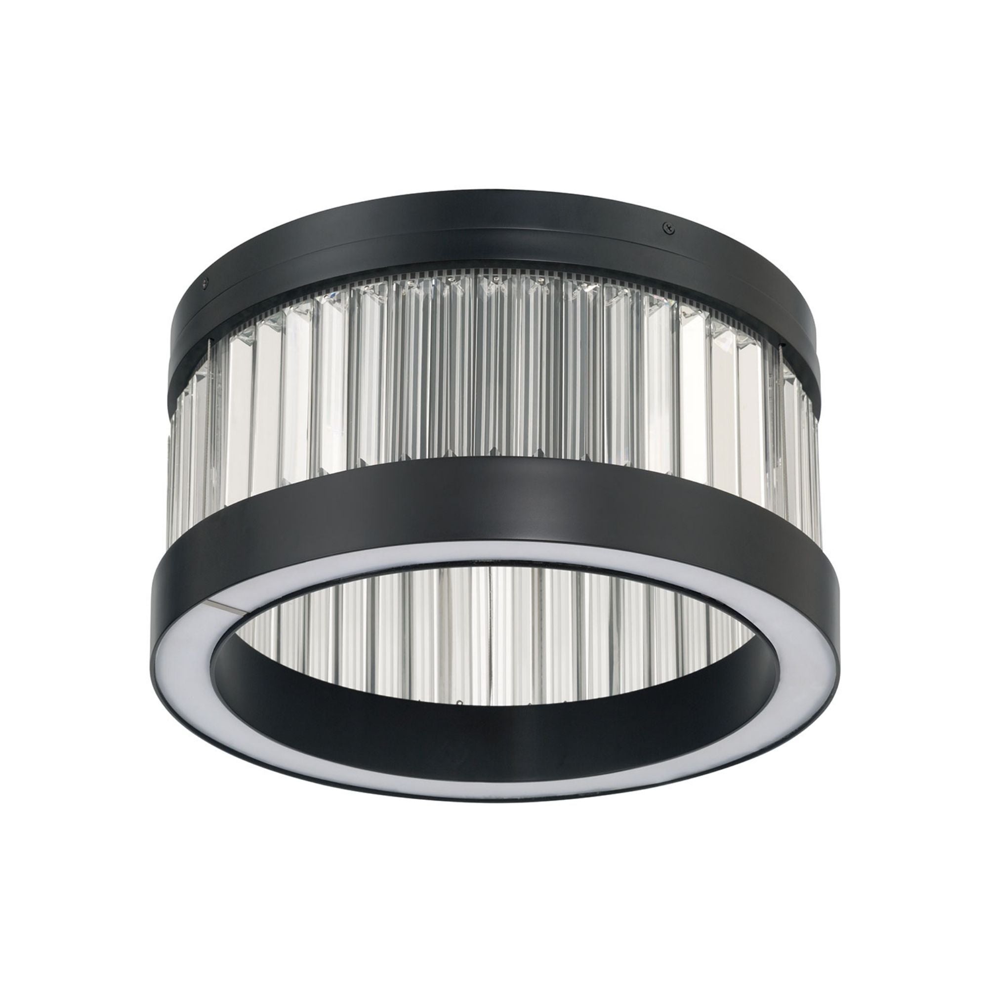Eurofase Empra 15.75 in. Flush Mount Light, Matte Black with Crystal Drum Shade