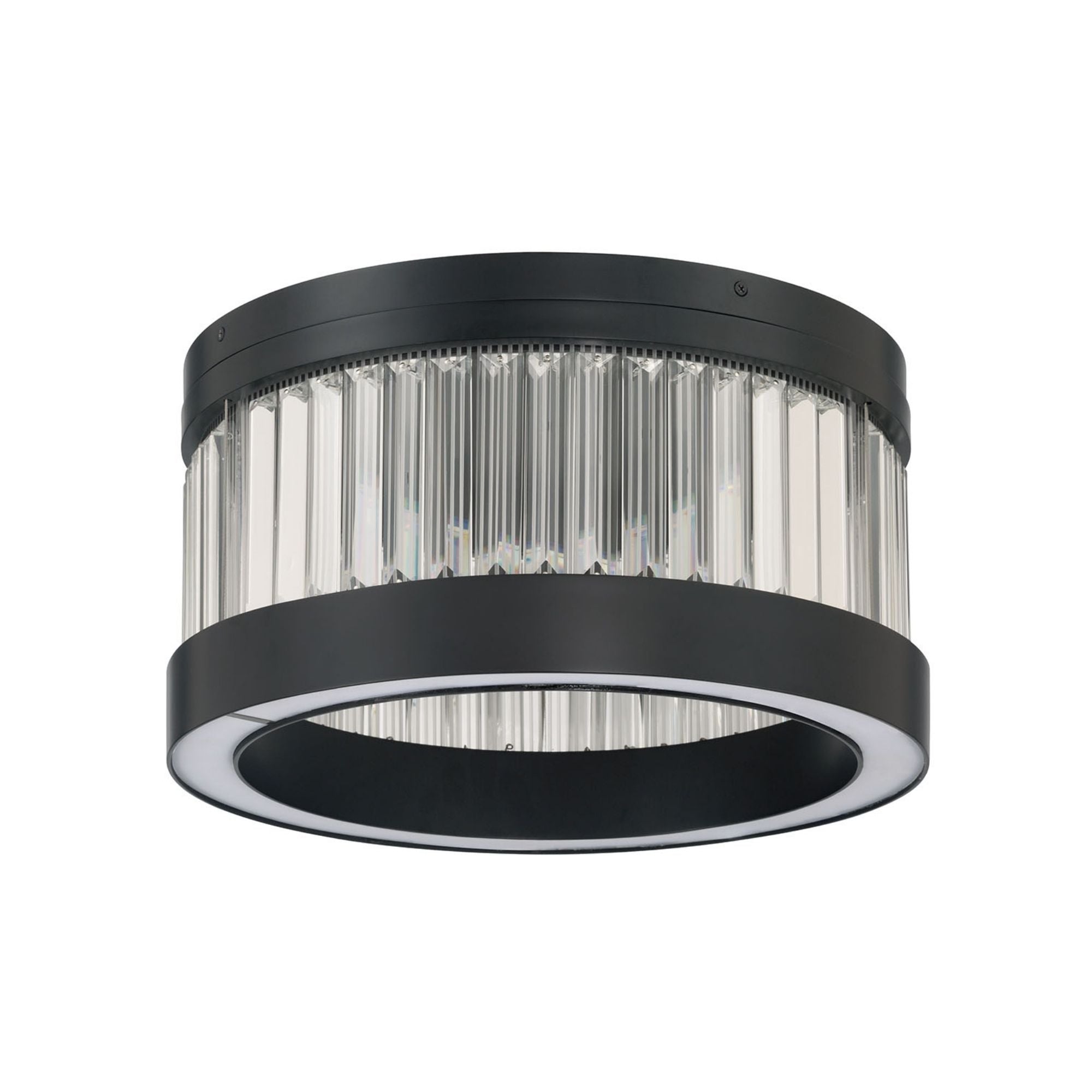 Eurofase Empra 15.75 in. Flush Mount Light, Matte Black with Crystal Drum Shade