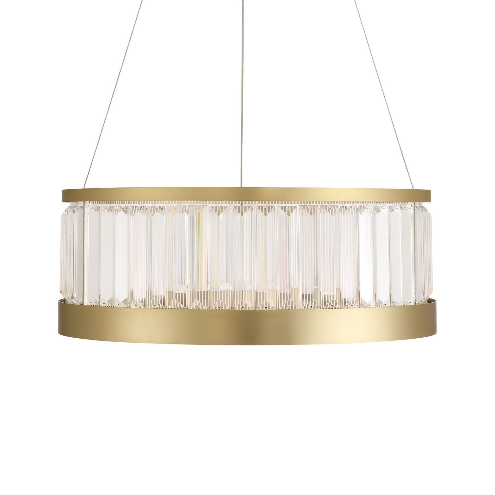 Eurofase Empra 23.63 in. Pendant Light, Gold with Crystal Drum Shade