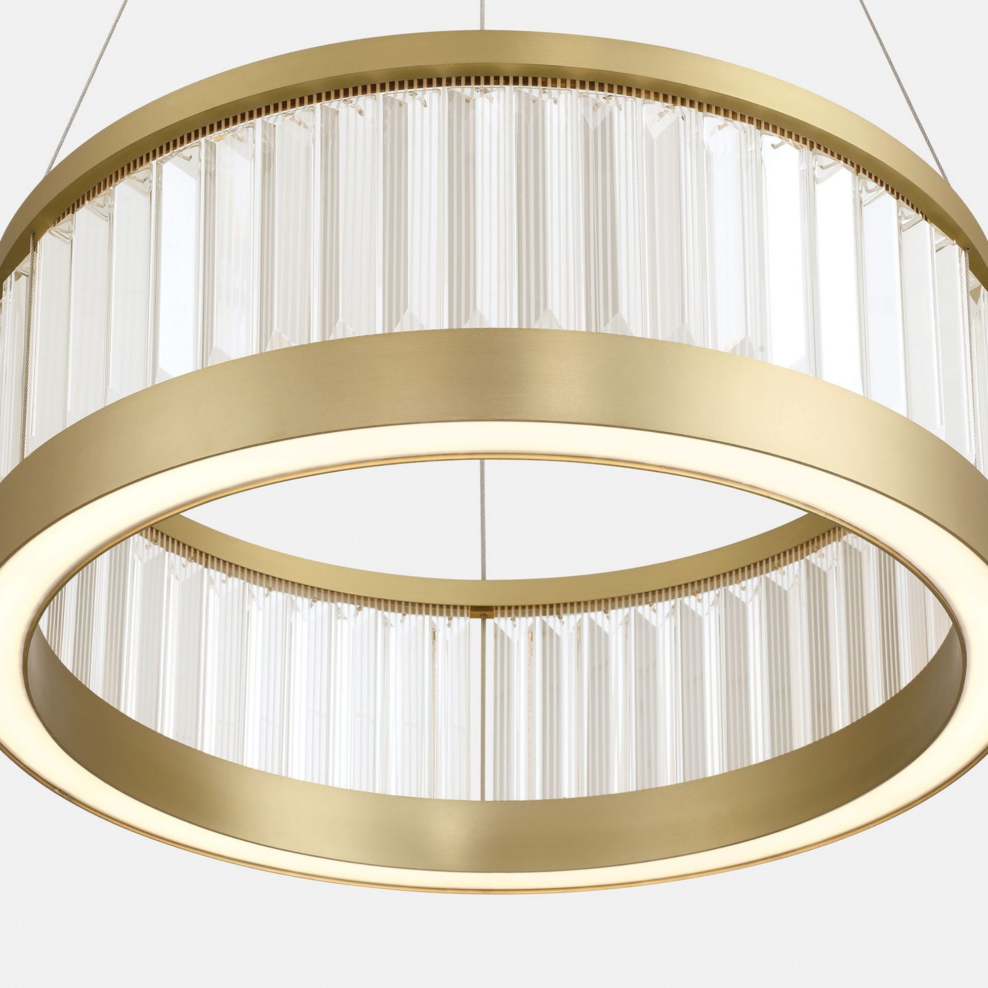 Eurofase Empra 23.63 in. Pendant Light, Gold with Crystal Drum Shade