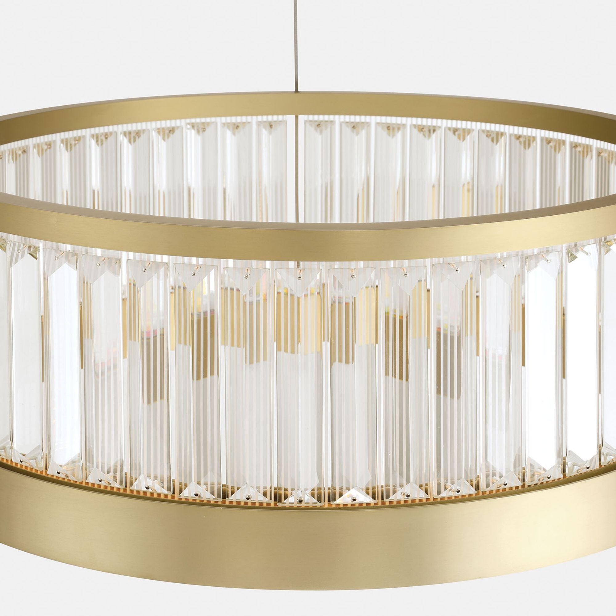 Eurofase Empra 23.63 in. Pendant Light, Gold with Crystal Drum Shade