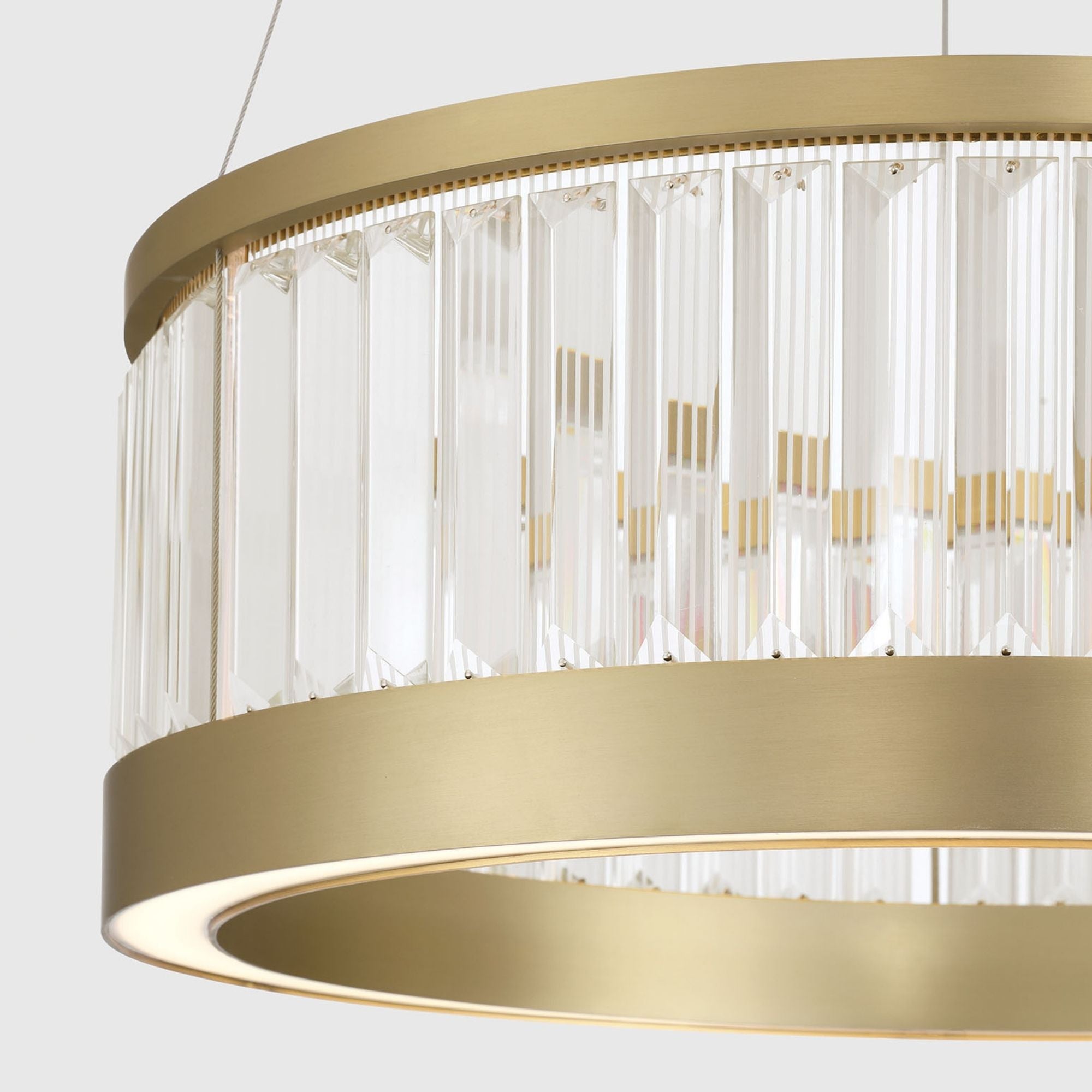 Eurofase Empra 23.63 in. Pendant Light, Gold with Crystal Drum Shade