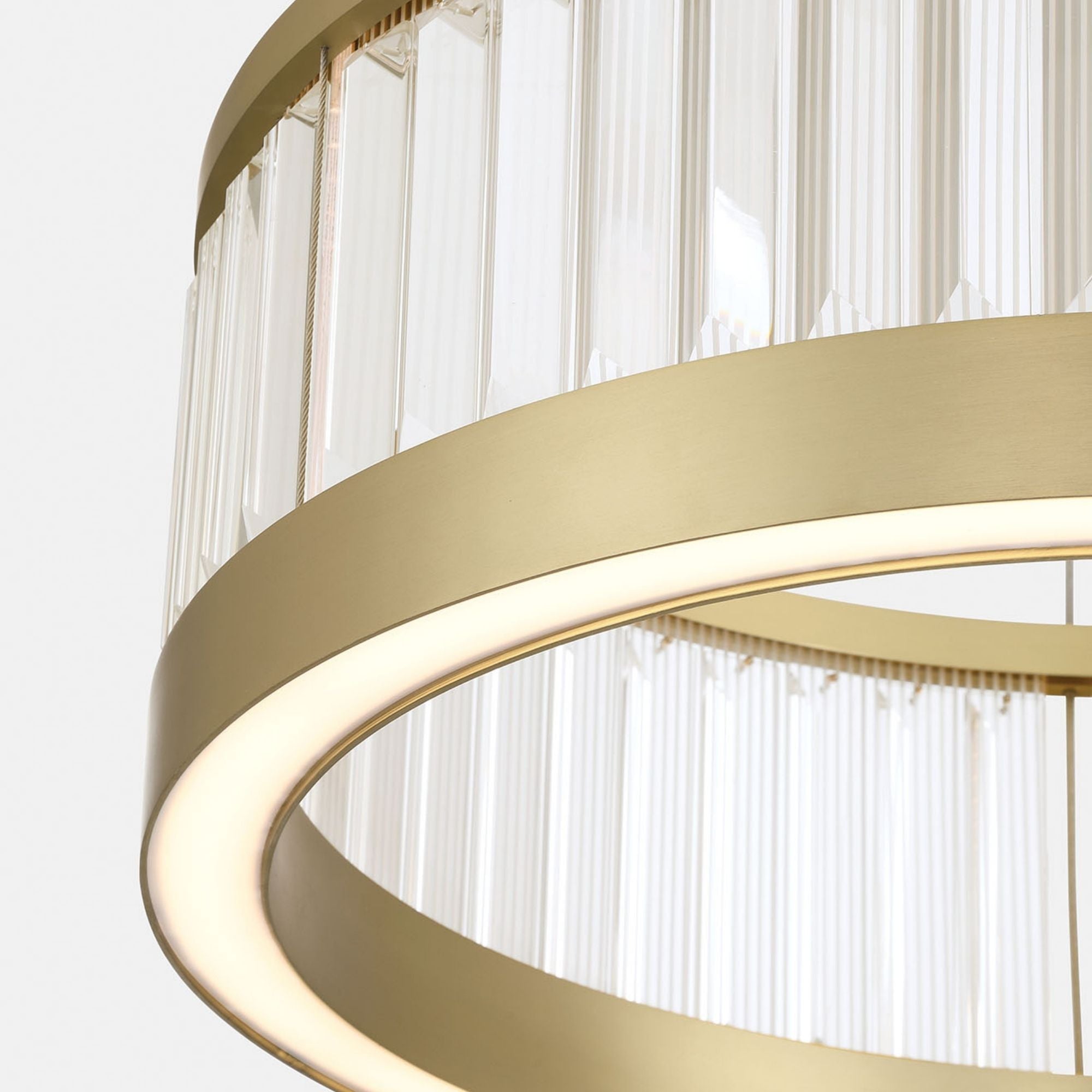 Eurofase Empra 23.63 in. Pendant Light, Gold with Crystal Drum Shade