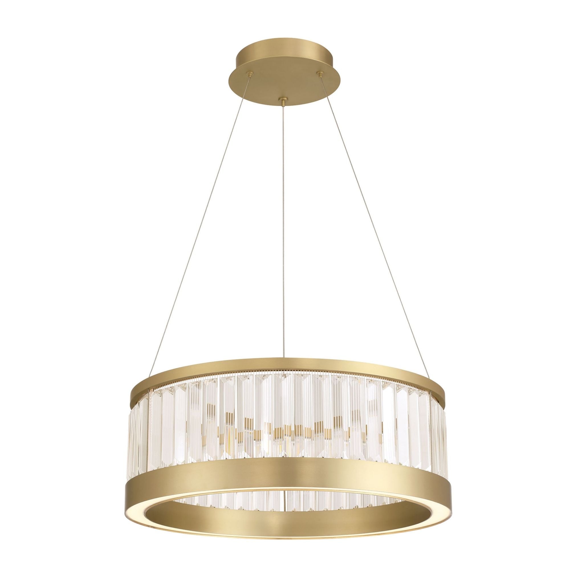 Eurofase Empra 23.63 in. Pendant Light, Gold with Crystal Drum Shade