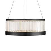 Eurofase Empra 23.63 in. Pendant Light, Matte Black with Crystal Drum Shade