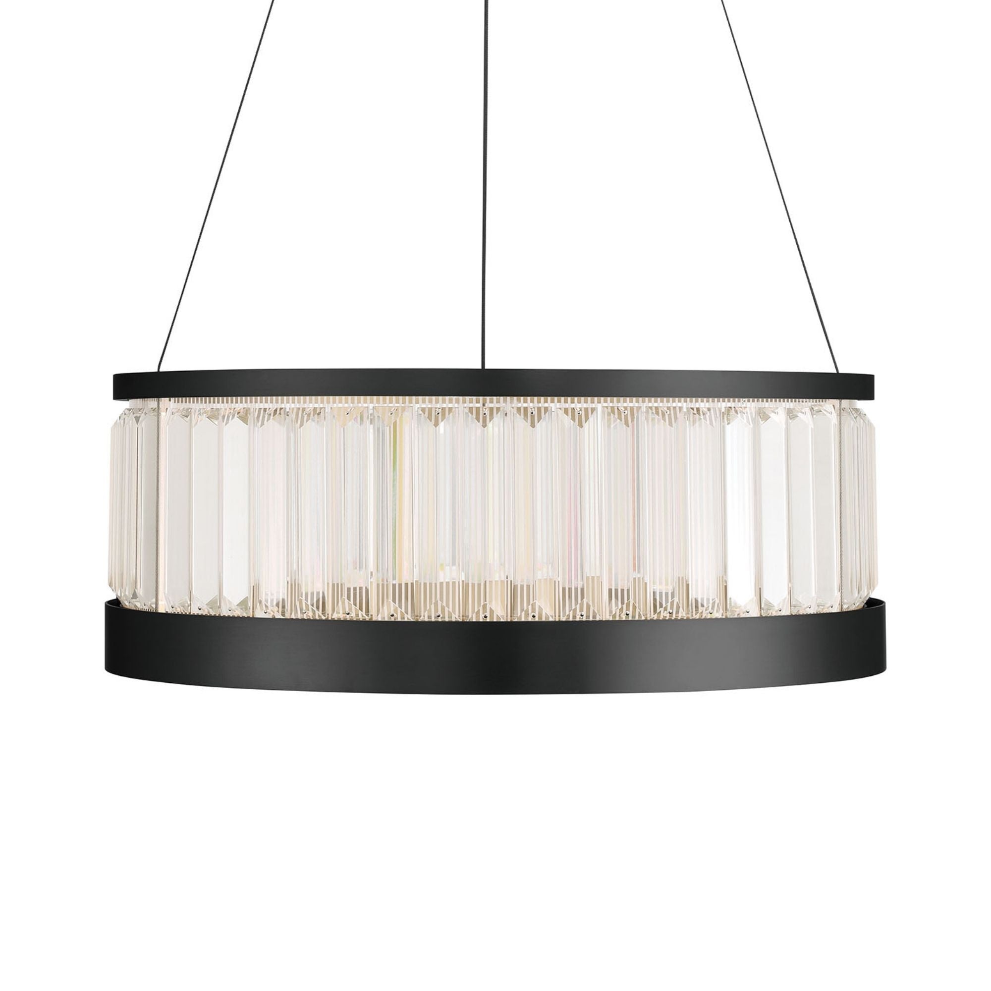 Eurofase Empra 23.63 in. Pendant Light, Matte Black with Crystal Drum Shade
