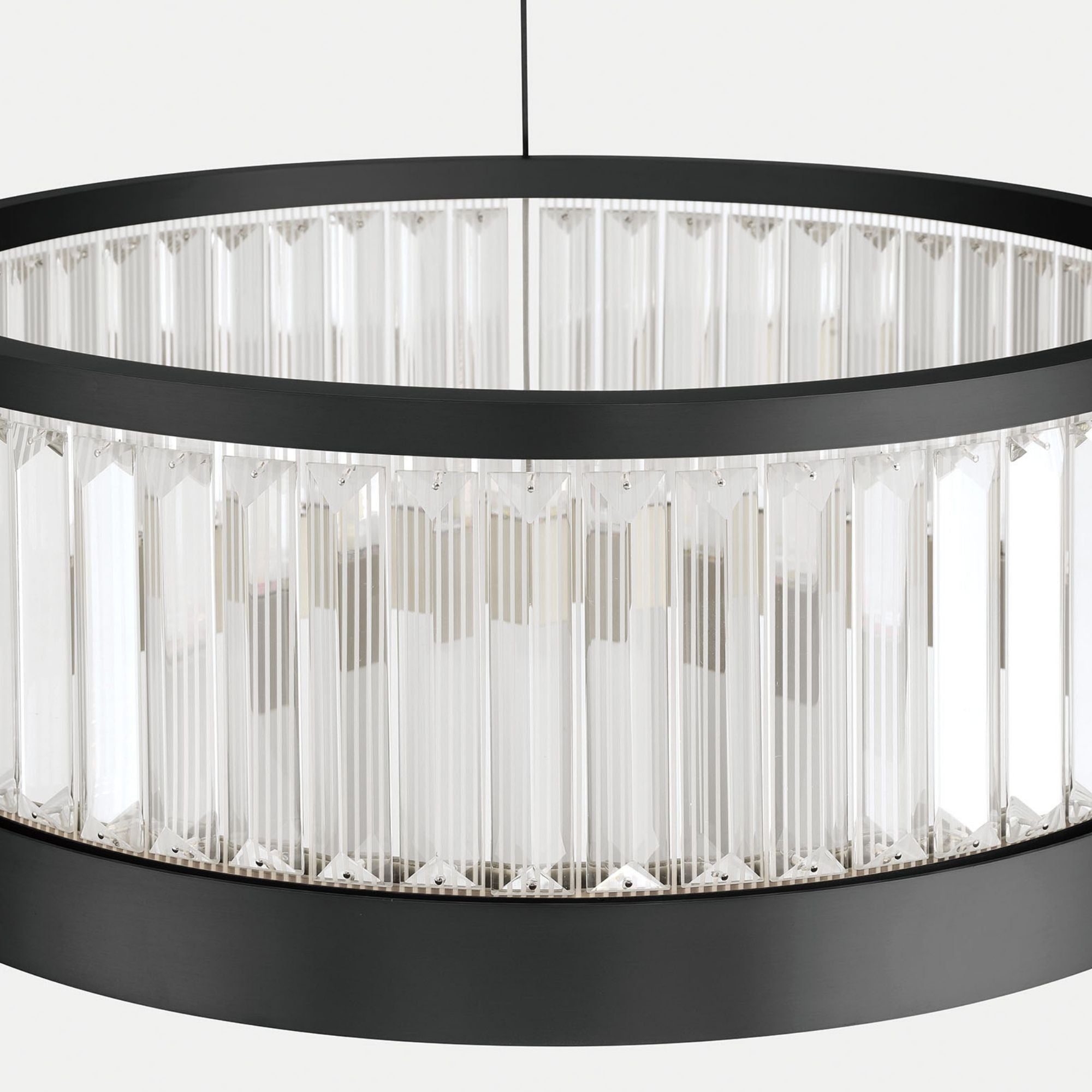 Eurofase Empra 23.63 in. Pendant Light, Matte Black with Crystal Drum Shade