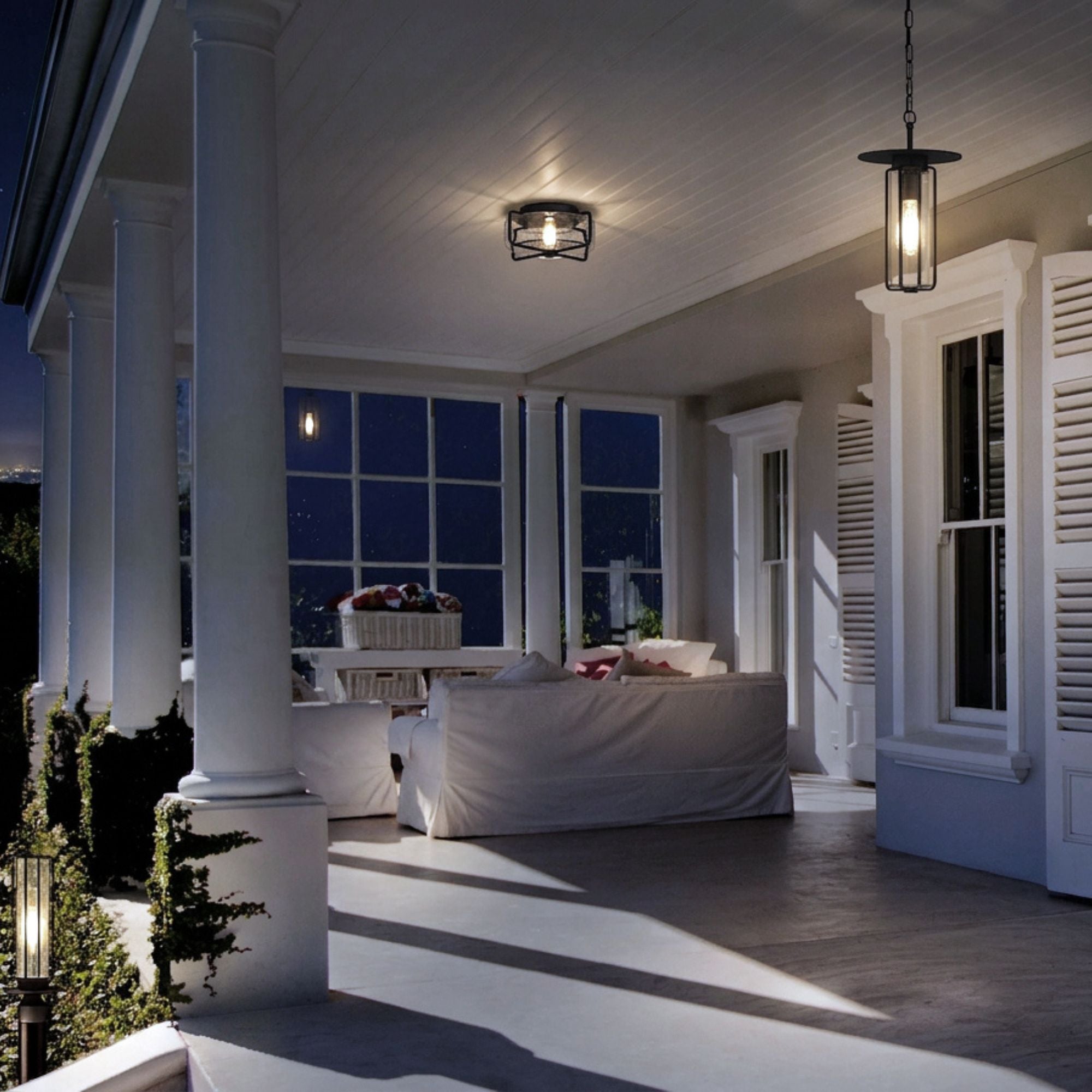 Eurofase Florin 10" Outdoor Ceiling Light, Sand Black, Integrated LED