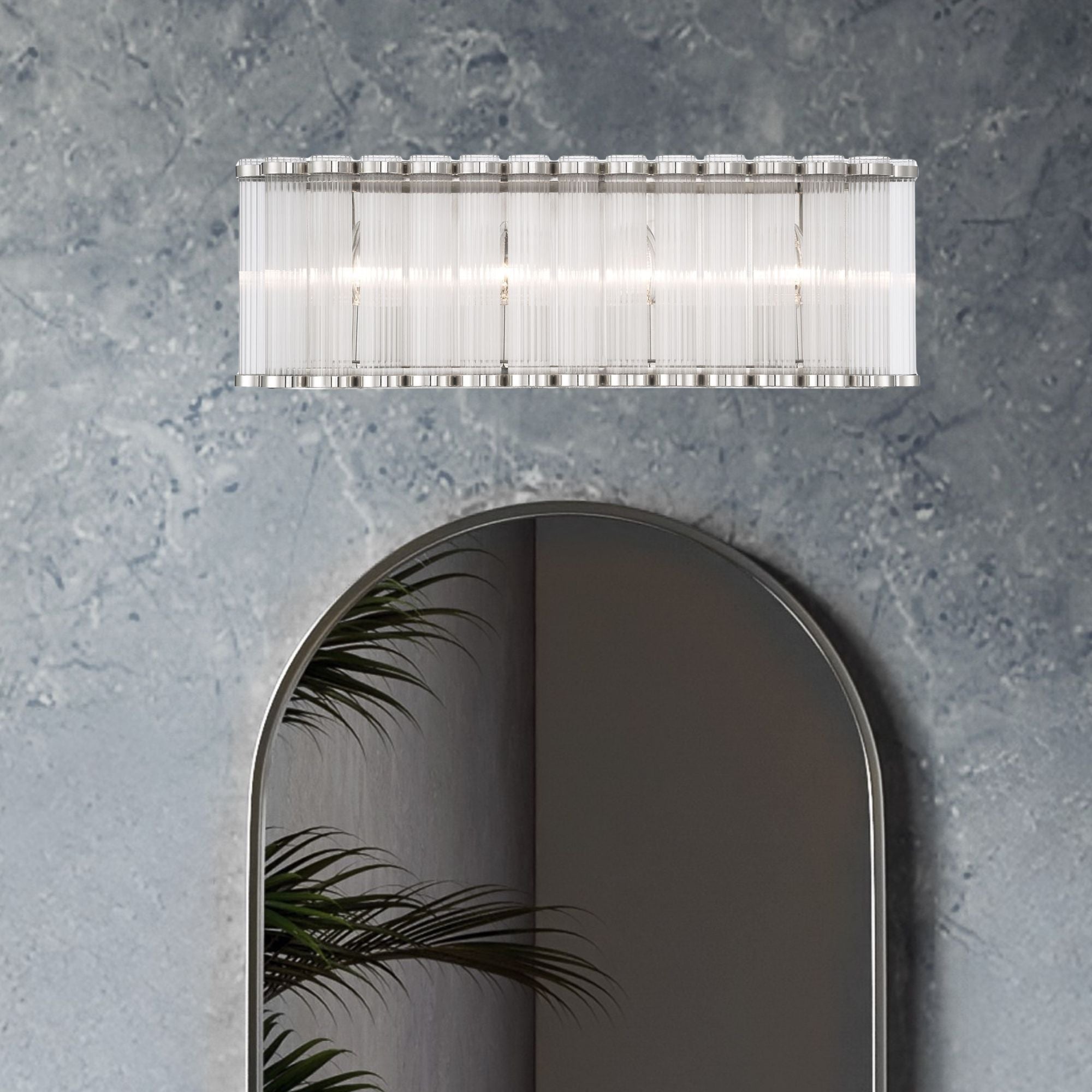Eurofase Glasbury 23.75 in. 4-Light Bathroom Vanity Light, Polished Nickel with Crystal Accents