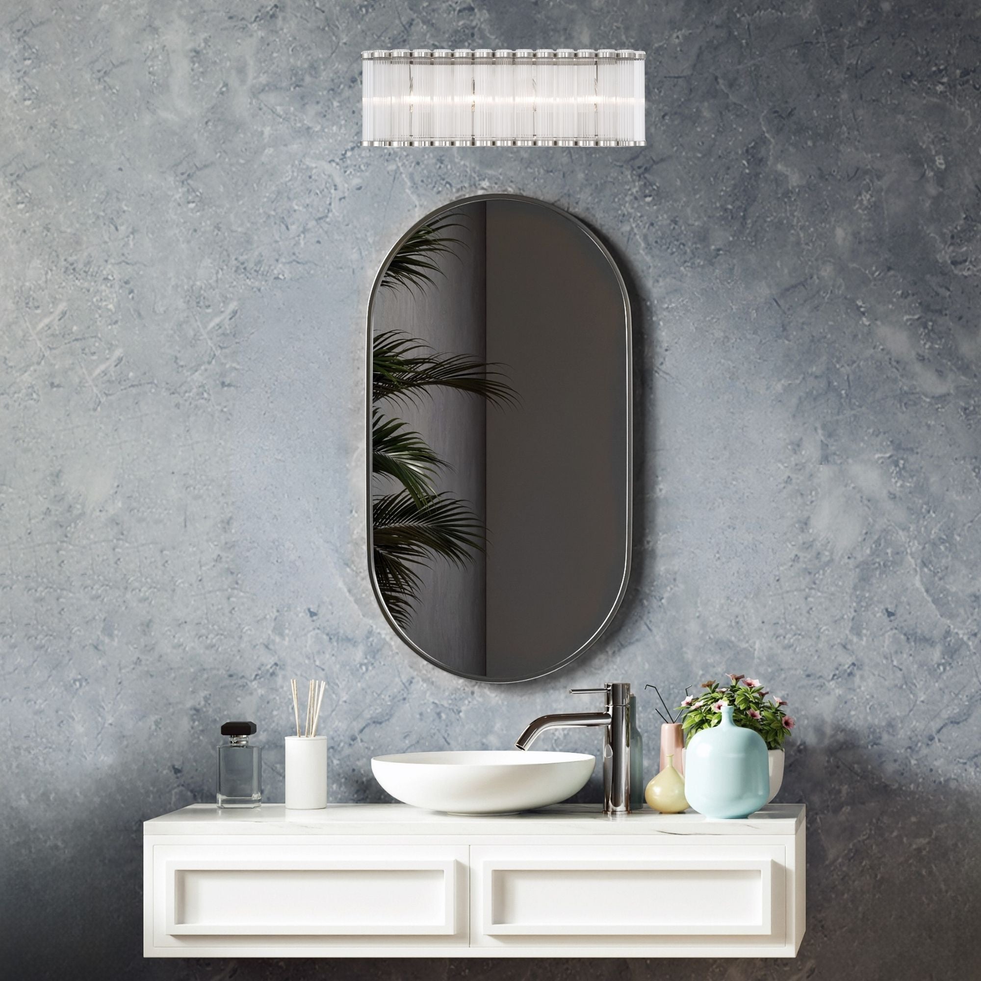 Eurofase Glasbury 23.75 in. 4-Light Bathroom Vanity Light, Polished Nickel with Crystal Accents