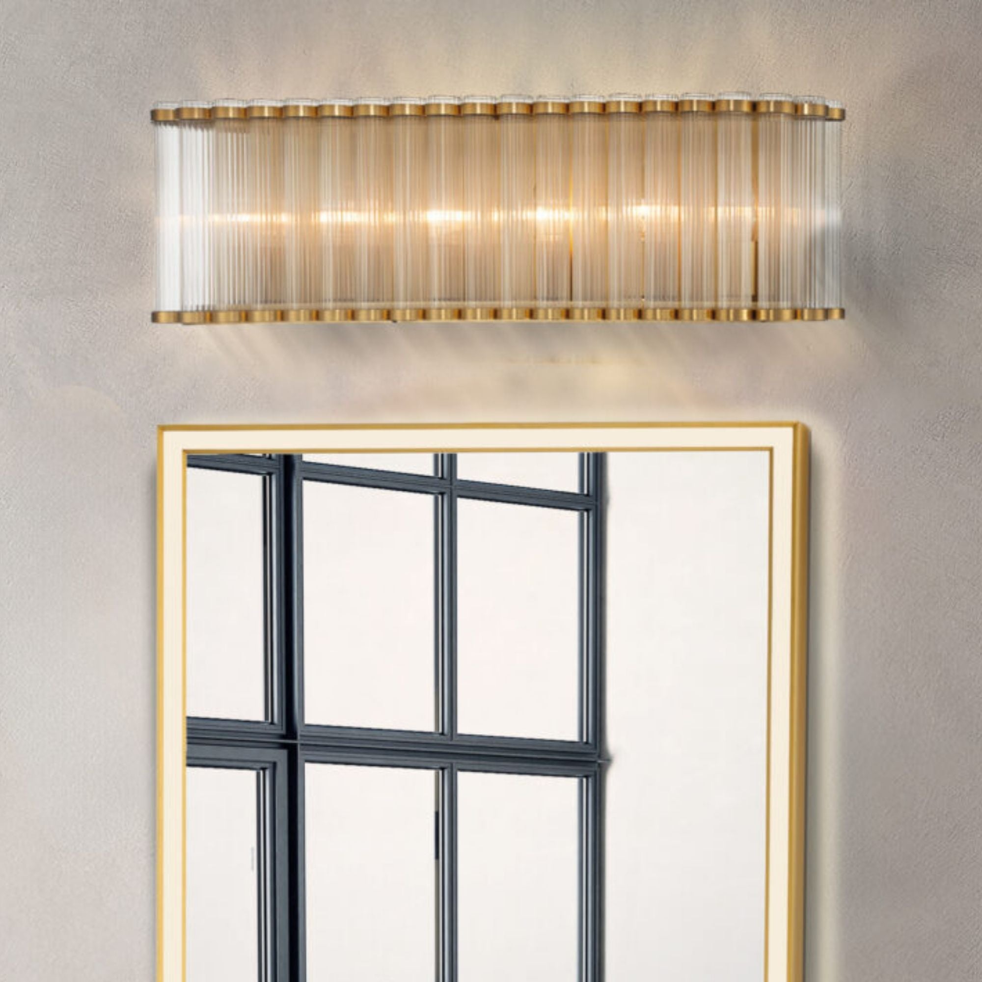 Eurofase Glasbury 32 in. 6-Light Bathroom Vanity Light, Gold with Crystal Accents