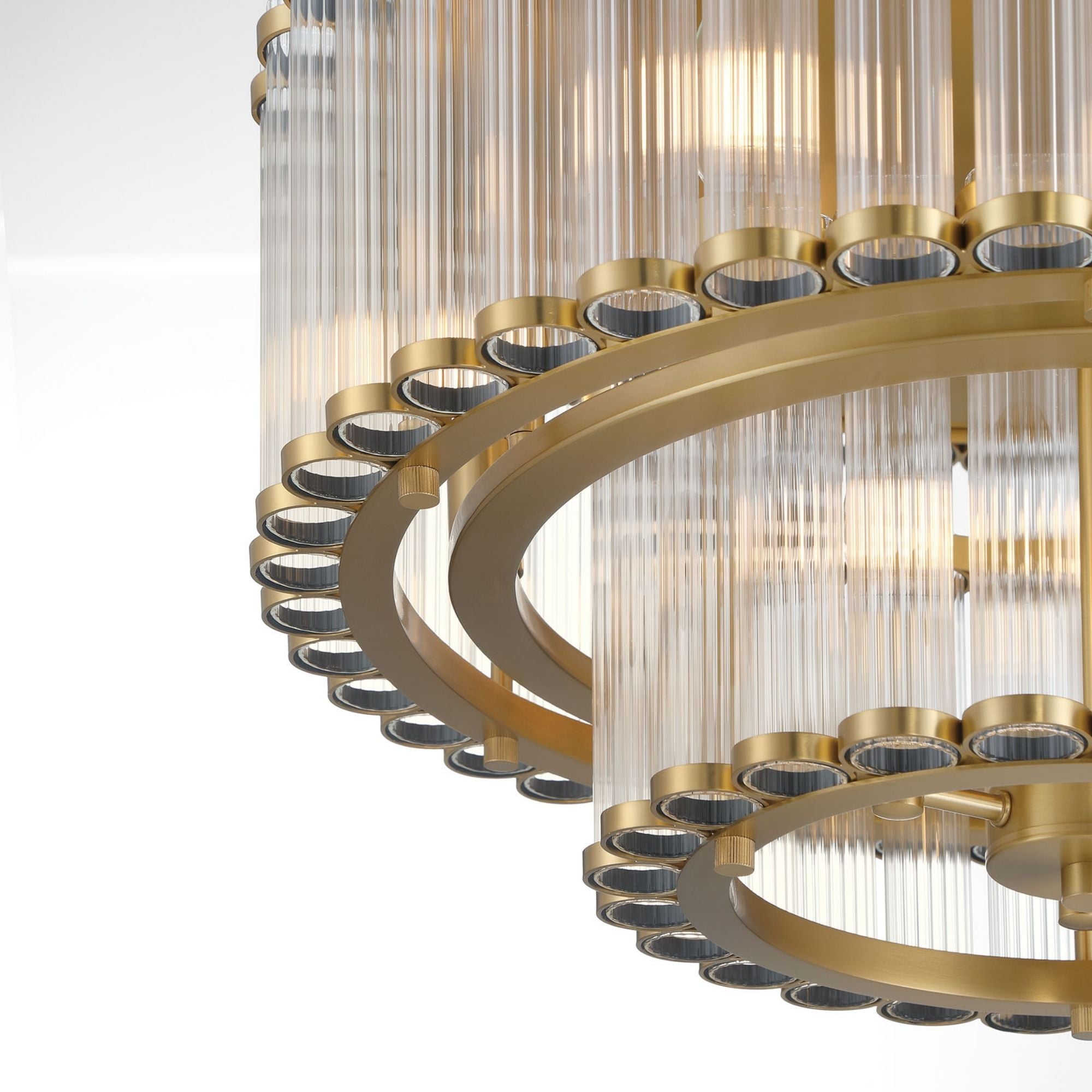 Eurofase Glasbury 23.75 in. 9-Light Flush Mount, Gold with Crystal Drum Shade