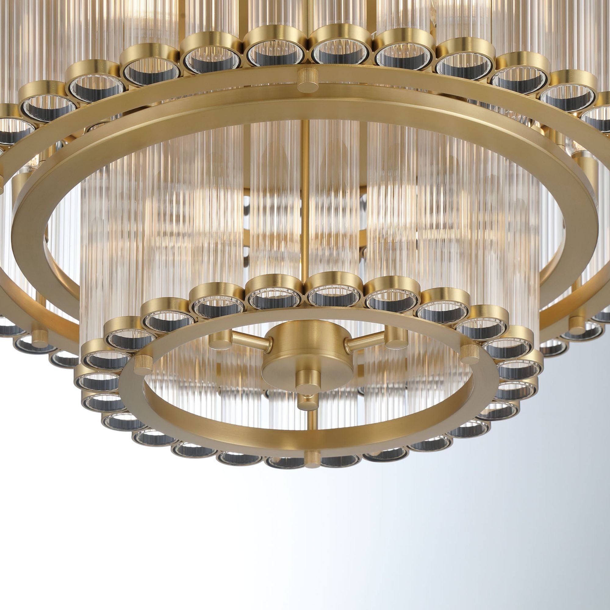 Eurofase Glasbury 23.75 in. 9-Light Flush Mount, Gold with Crystal Drum Shade