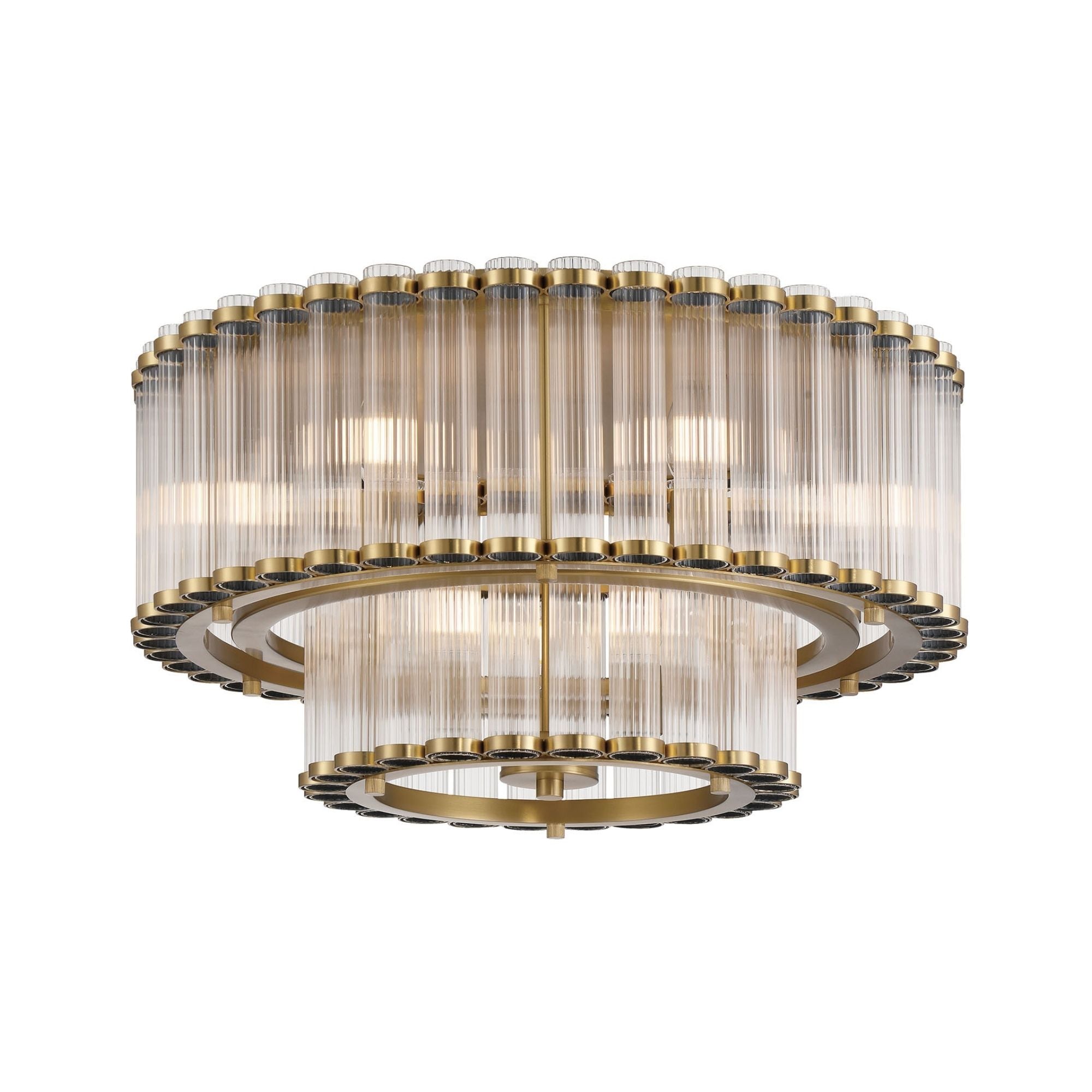 Eurofase Glasbury 23.75 in. 9-Light Flush Mount, Gold with Crystal Drum Shade