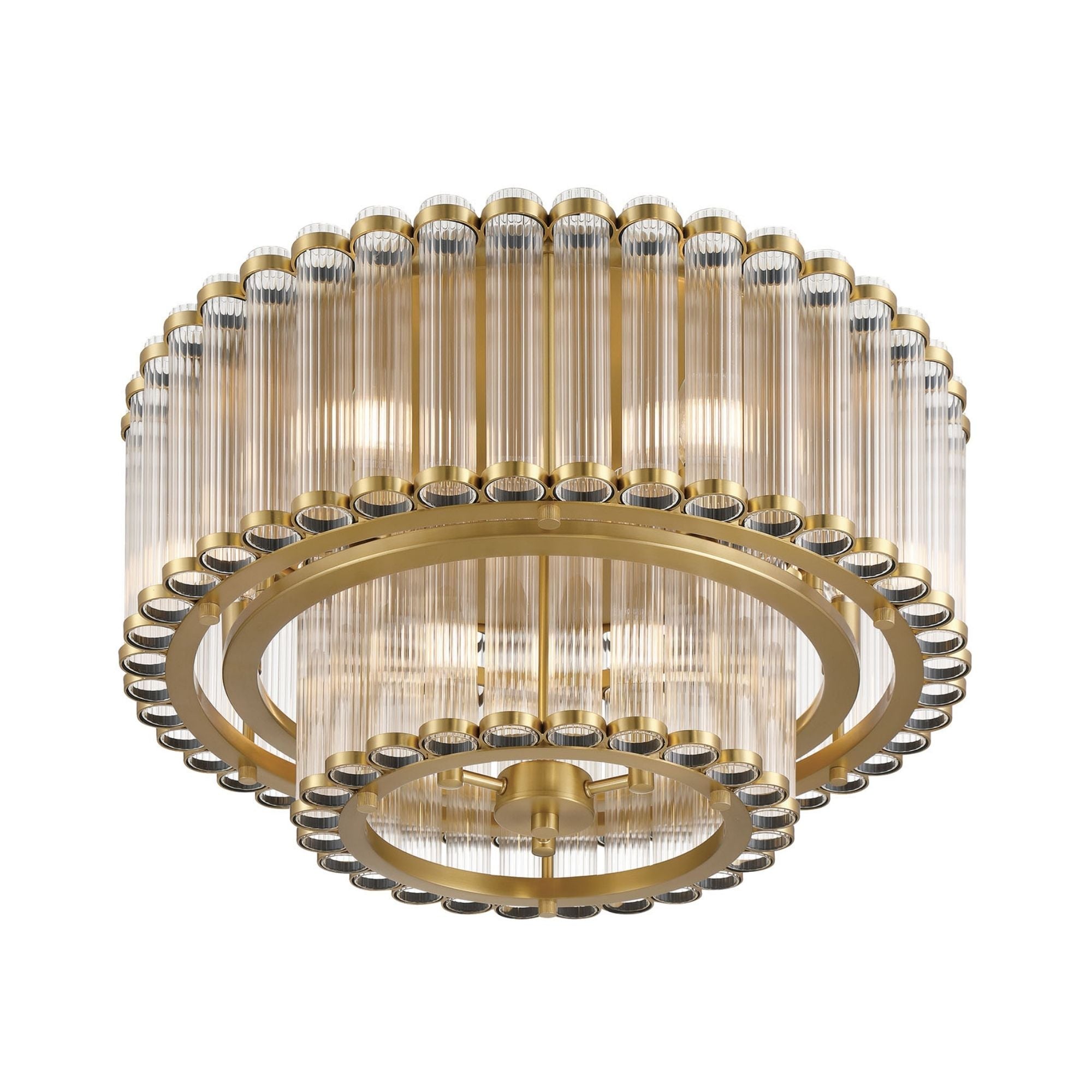 Eurofase Glasbury 23.75 in. 9-Light Flush Mount, Gold with Crystal Drum Shade