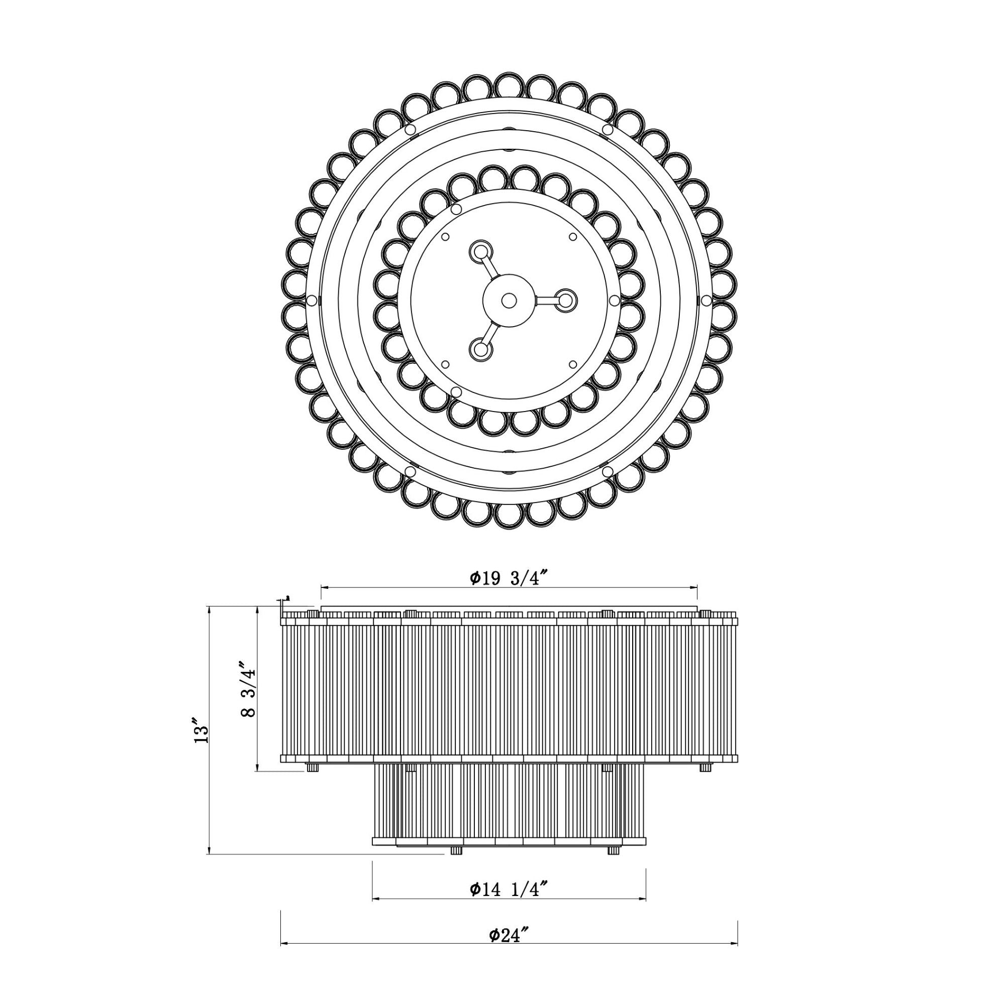 Eurofase Glasbury 23.75 in. 9-Light Flush Mount, Gold with Crystal Drum Shade