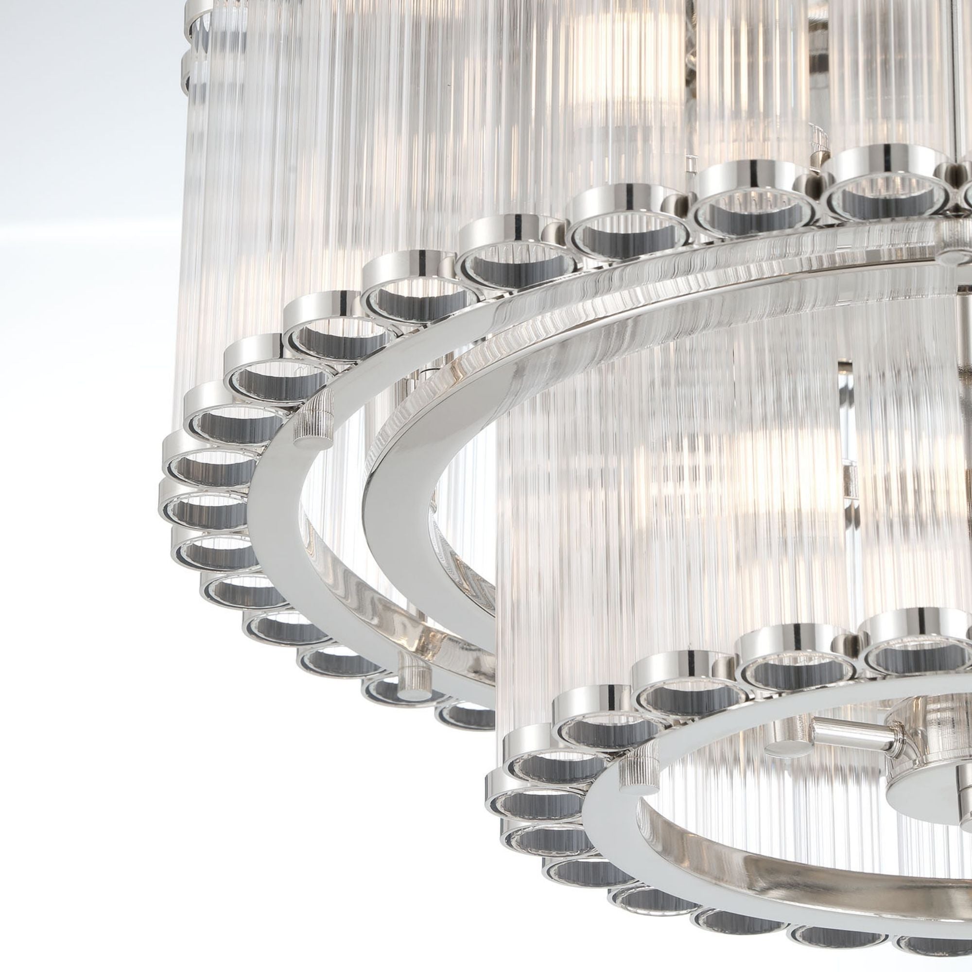 Eurofase Glasbury 23.75 in. 9-Light Flush Mount, Polished Nickel with Crystal Drum Shade
