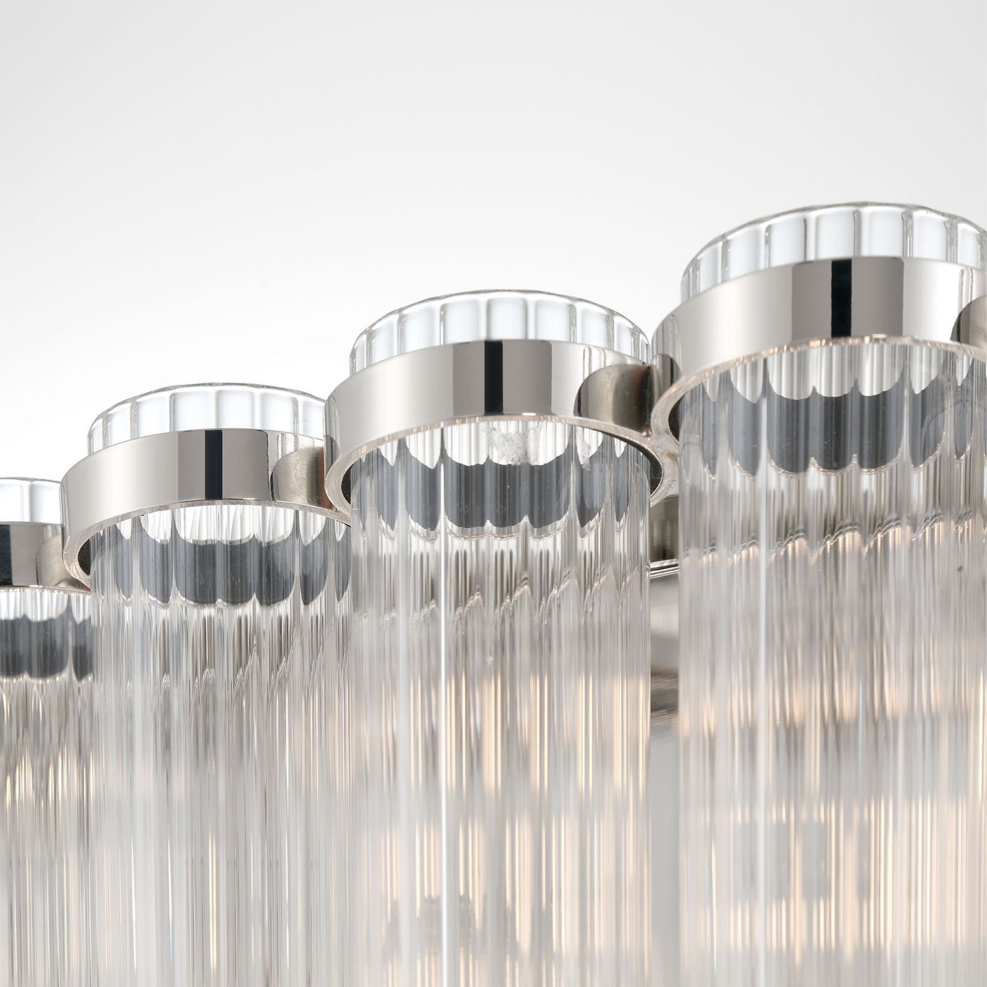 Eurofase Glasbury 23.75 in. 9-Light Flush Mount, Polished Nickel with Crystal Drum Shade