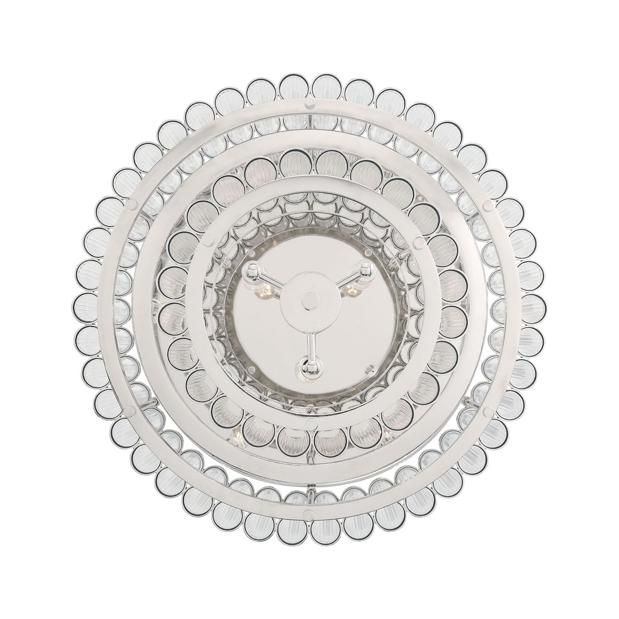 Eurofase Glasbury 23.75 in. 9-Light Flush Mount, Polished Nickel with Crystal Drum Shade