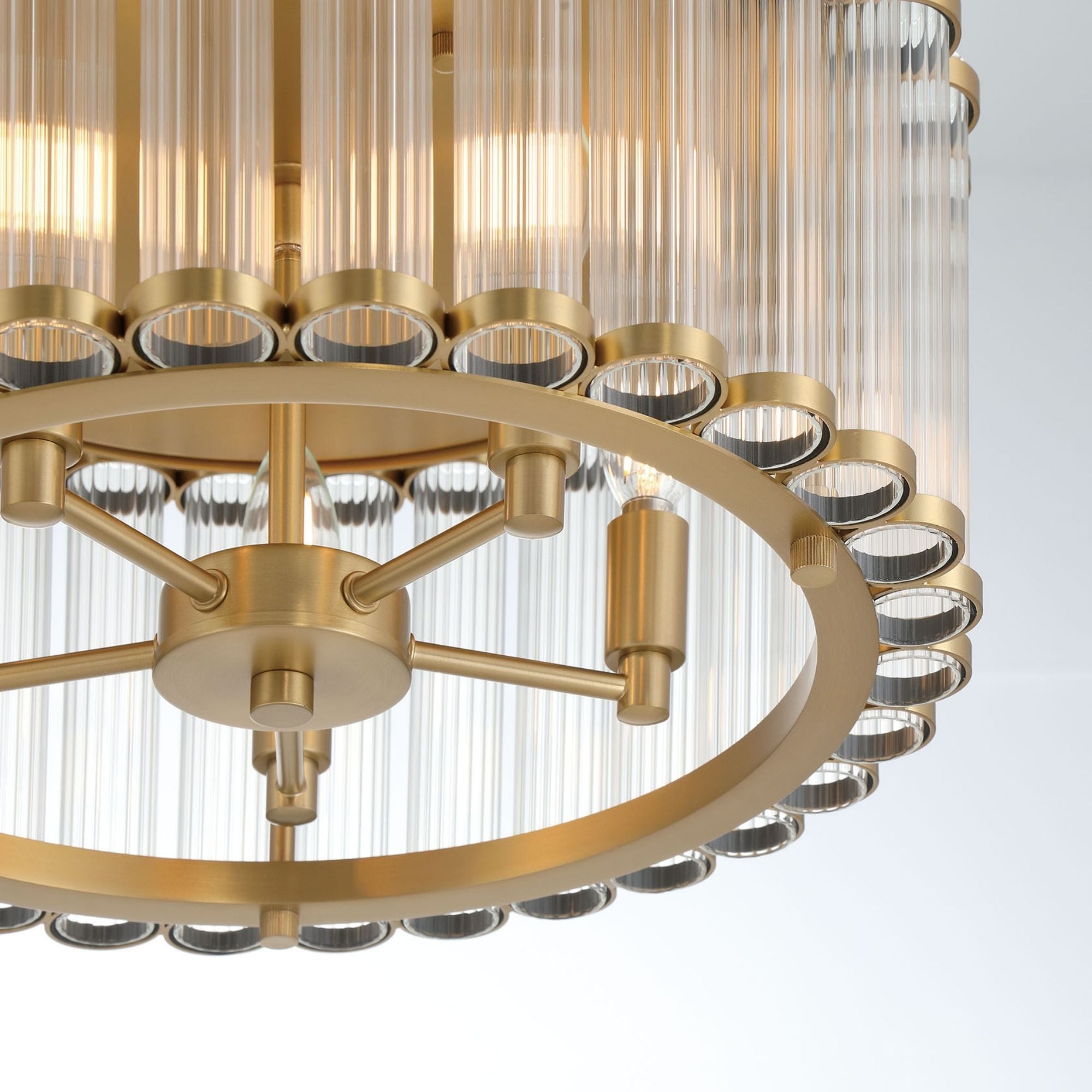 Eurofase Glasbury 17.75 in. 5-Light Flush Mount, Gold with Crystal Drum Shade