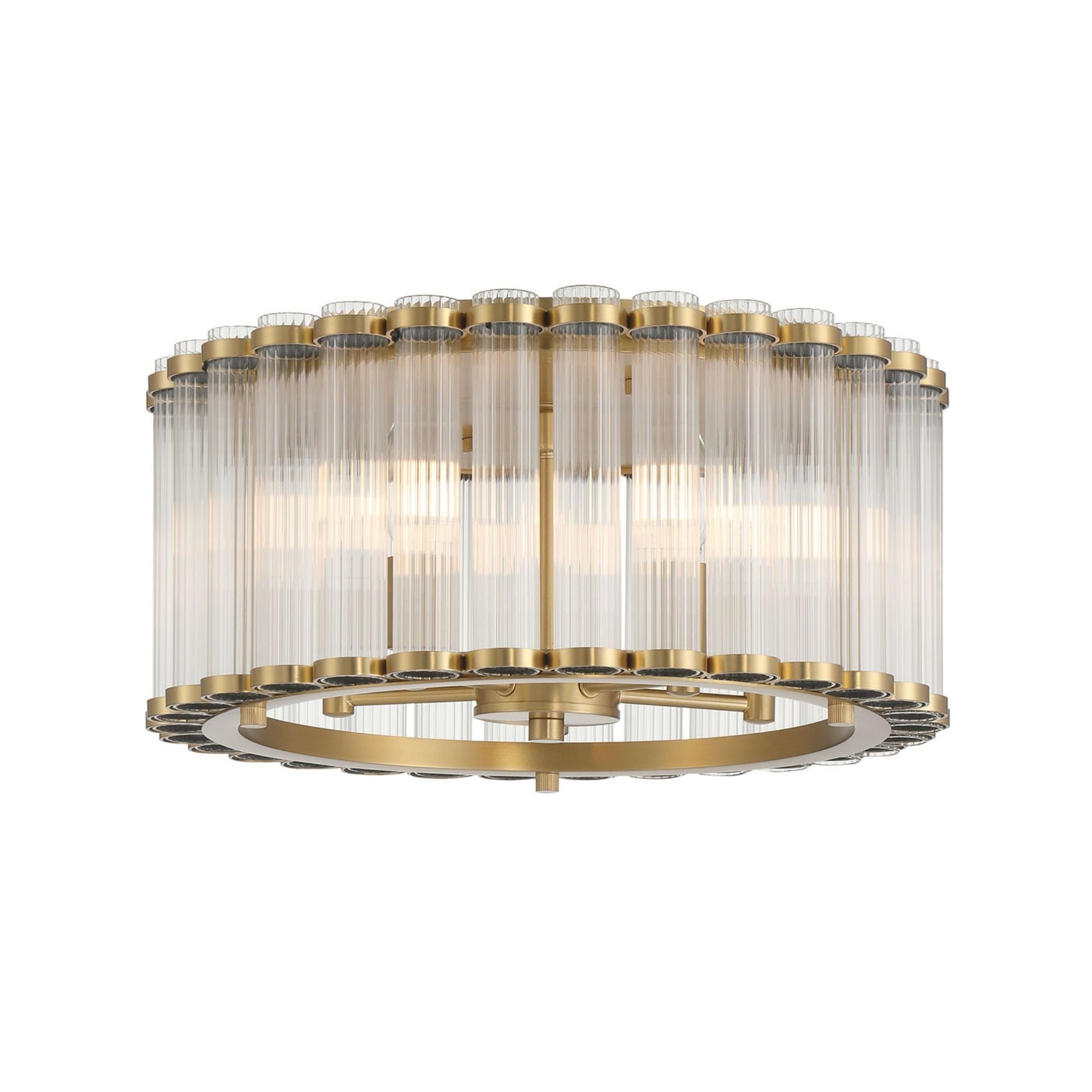 Eurofase Glasbury 17.75 in. 5-Light Flush Mount, Gold with Crystal Drum Shade