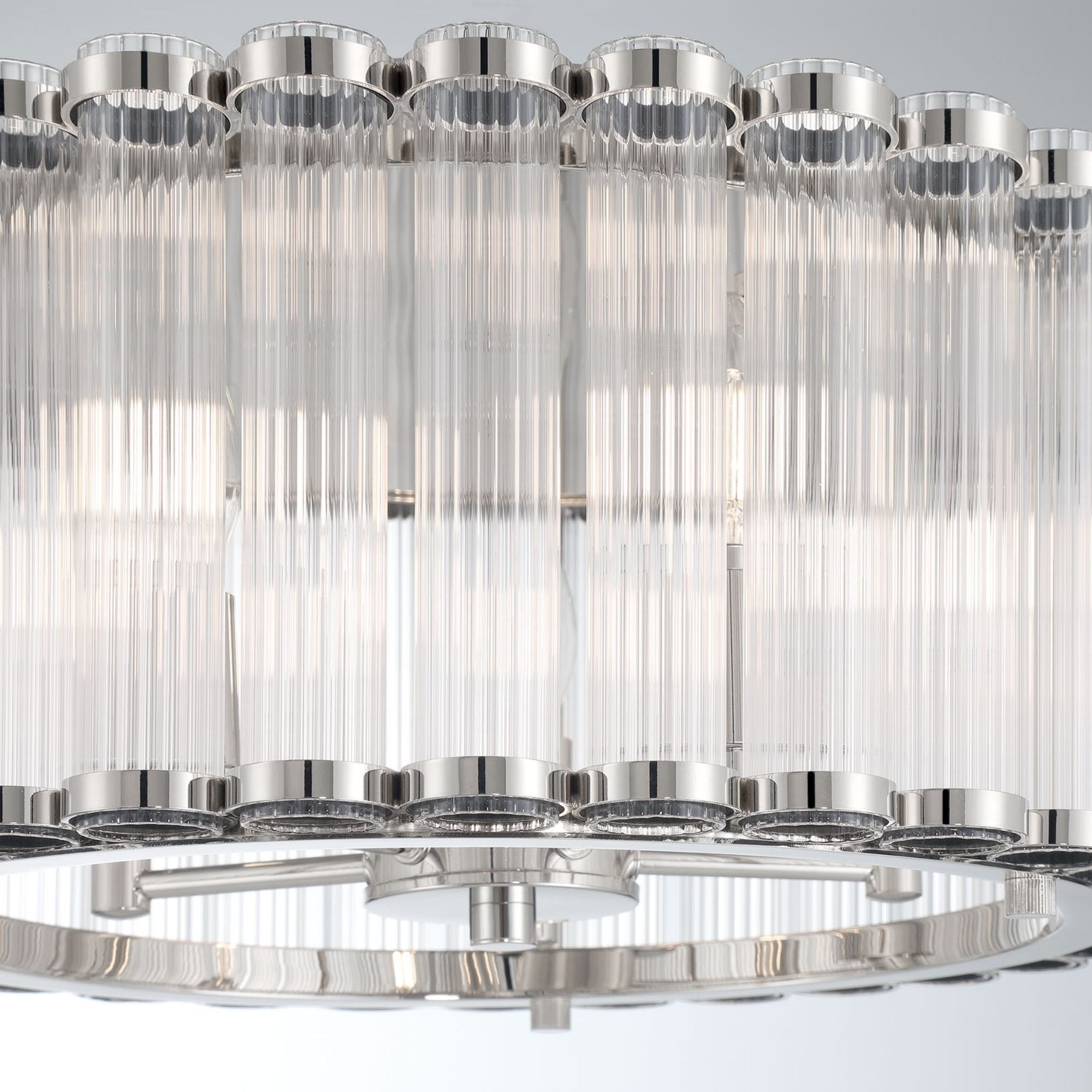 Eurofase Glasbury 17.75 in. 5-Light Flush Mount, Polished Nickel with Crystal Drum Shade