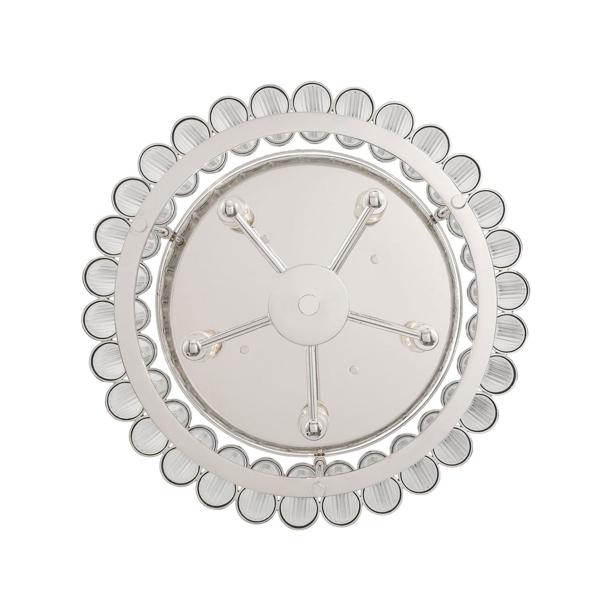 Eurofase Glasbury 17.75 in. 5-Light Flush Mount, Polished Nickel with Crystal Drum Shade