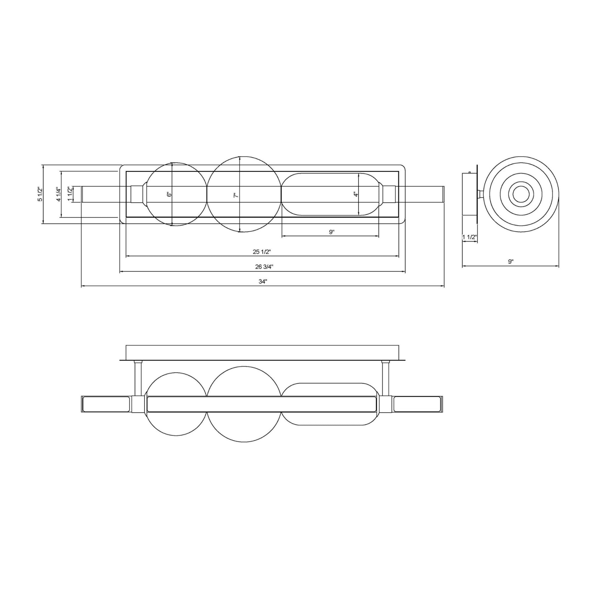 Eurofase Lucent 34 in. Integrated LED 3-CCT Bathroom Vanity Light, Gold