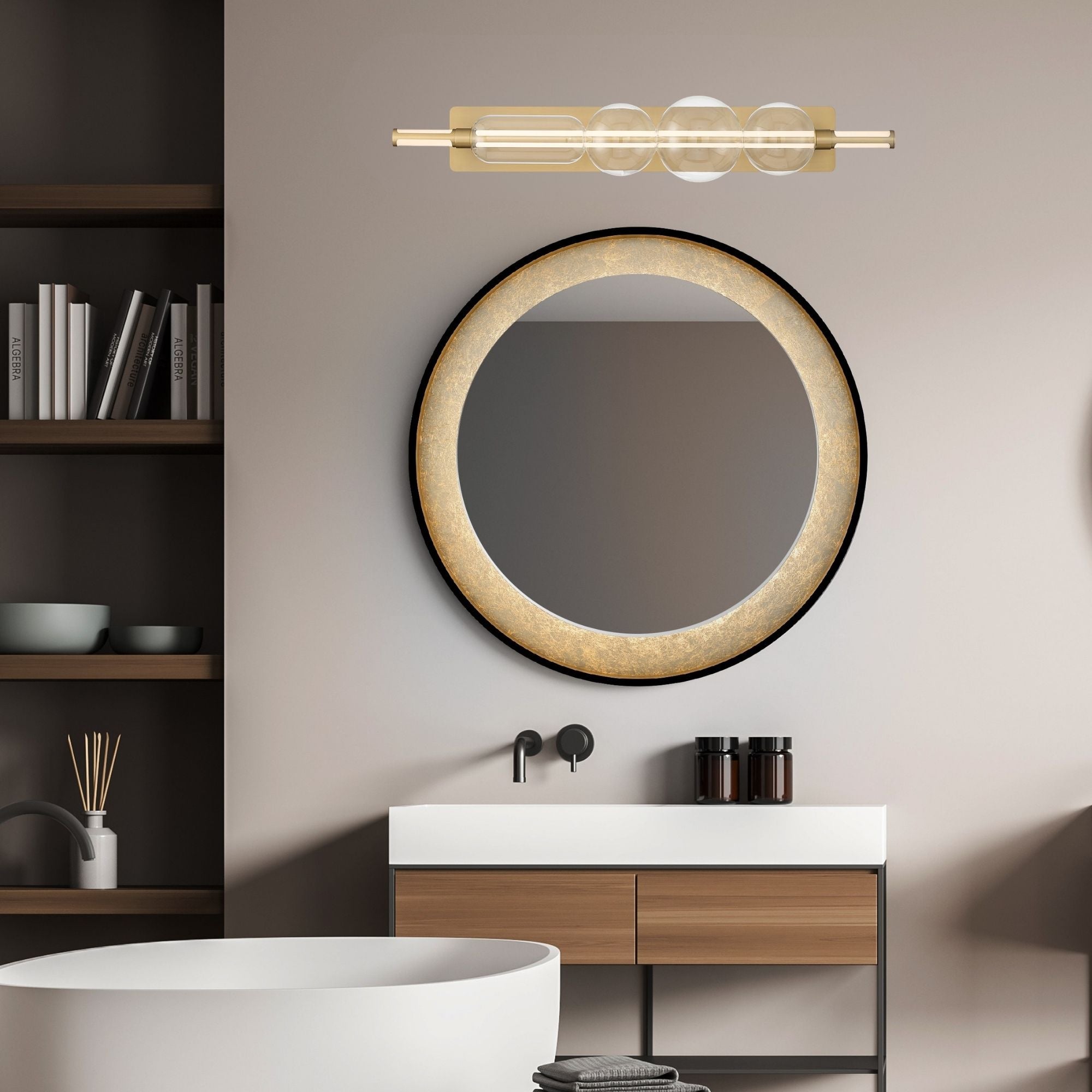 Eurofase Lucent 40 in. Integrated LED 3-CCT Bathroom Vanity Light, Gold