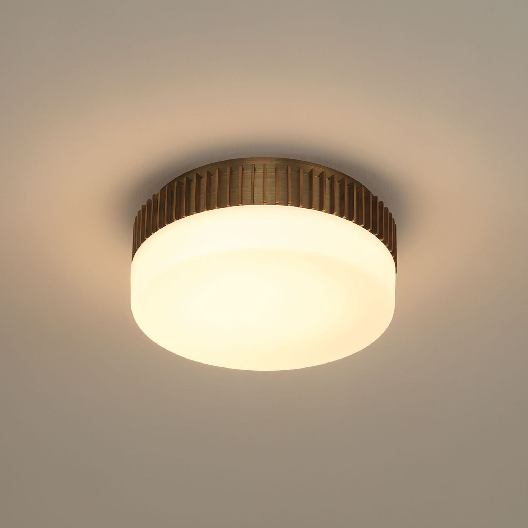 Eurofase Purgos 12 in. LED 5-CCT Flush Mount Light, Antique Brass