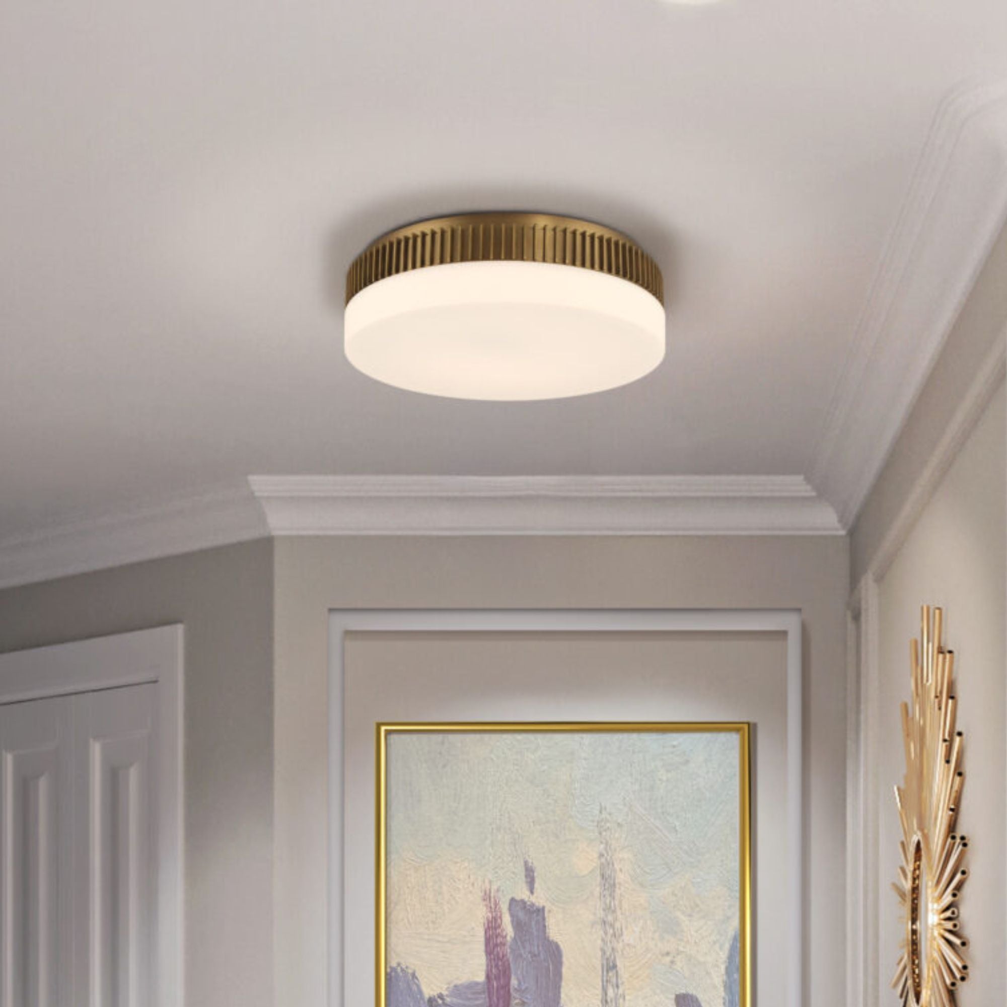 Eurofase Purgos 17.75 in. LED 5-CCT Flush Mount Light, Antique Brass