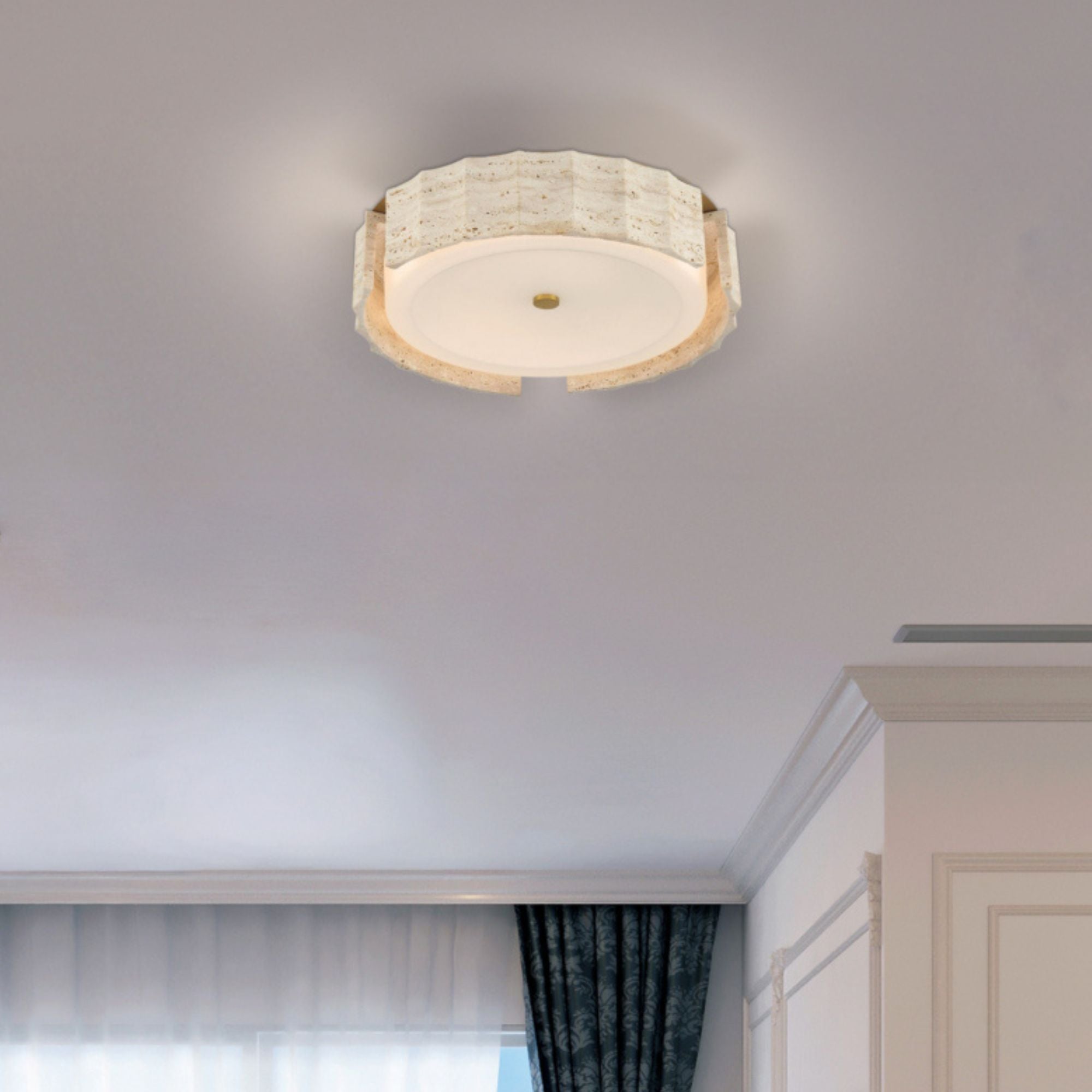 Eurofase Roslington 17.5 in. LED 5-CCT Flush Mount Light, Gold with Drum Shade