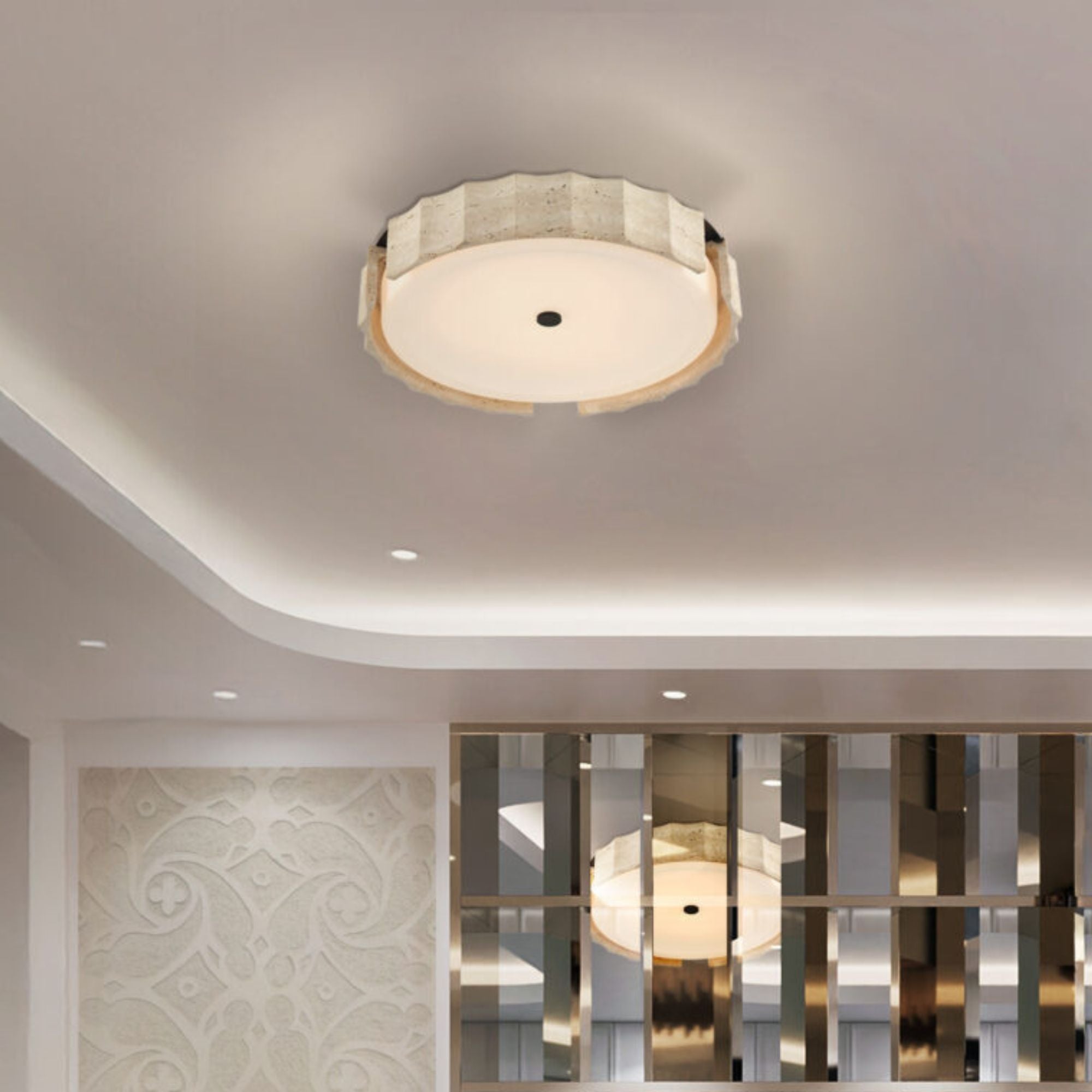 Eurofase Roslington 23.75 in. LED 5-CCT Flush Mount Light, Matte Black with Drum Shade