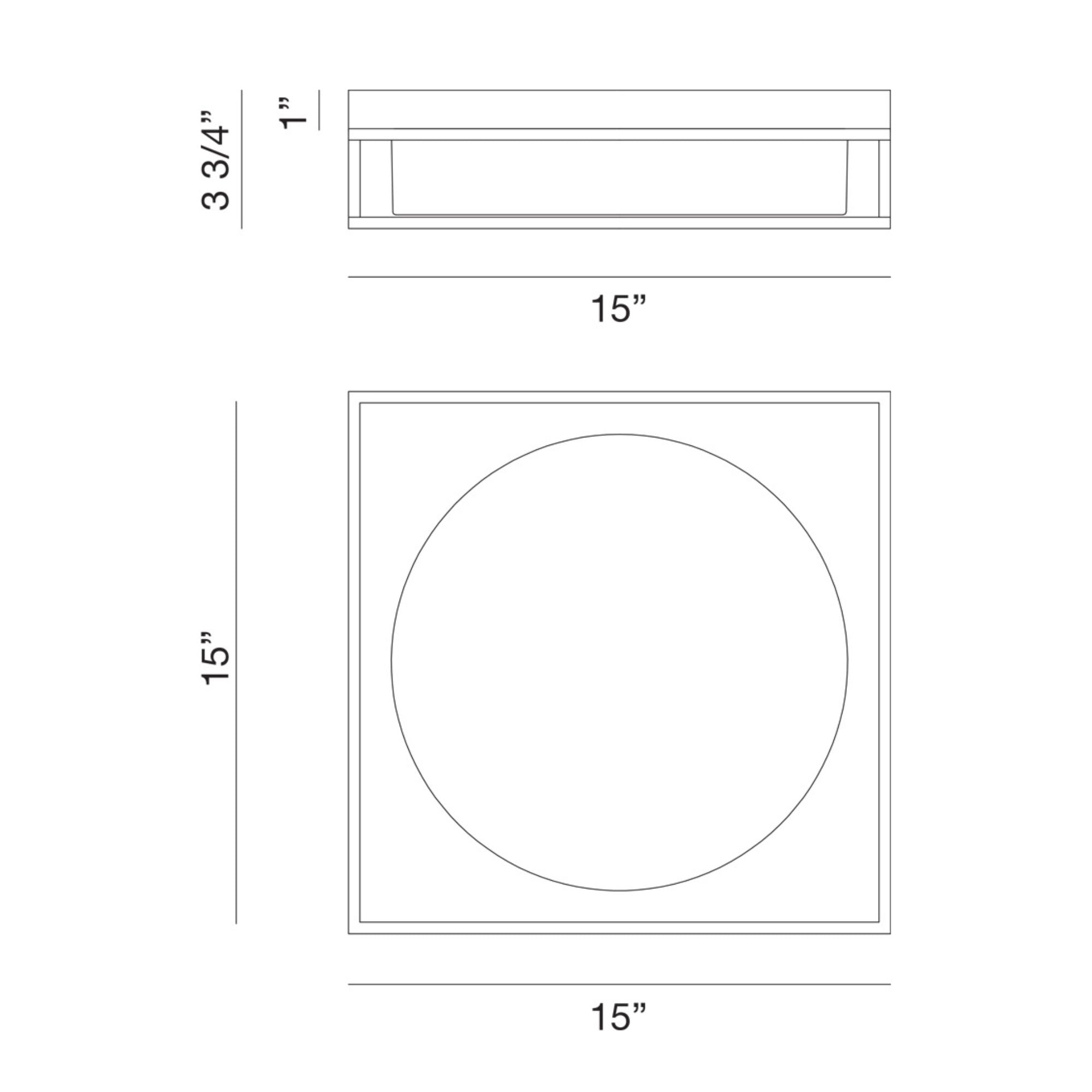 Rover 15" LED Flush Mount, Black Finish