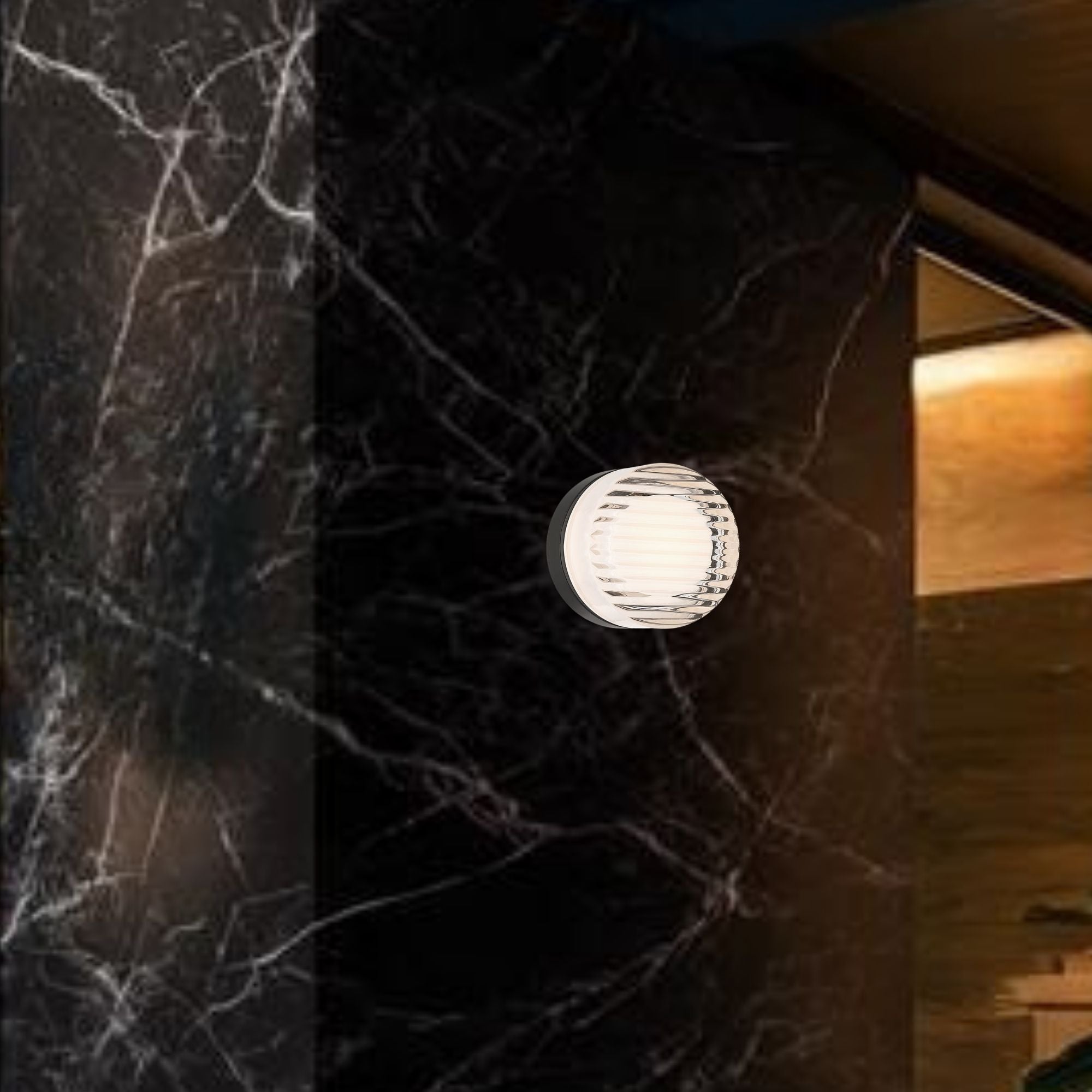 Eurofase Sternn Outdoor Sconce, Matte Black with Clear Ribbed Glass