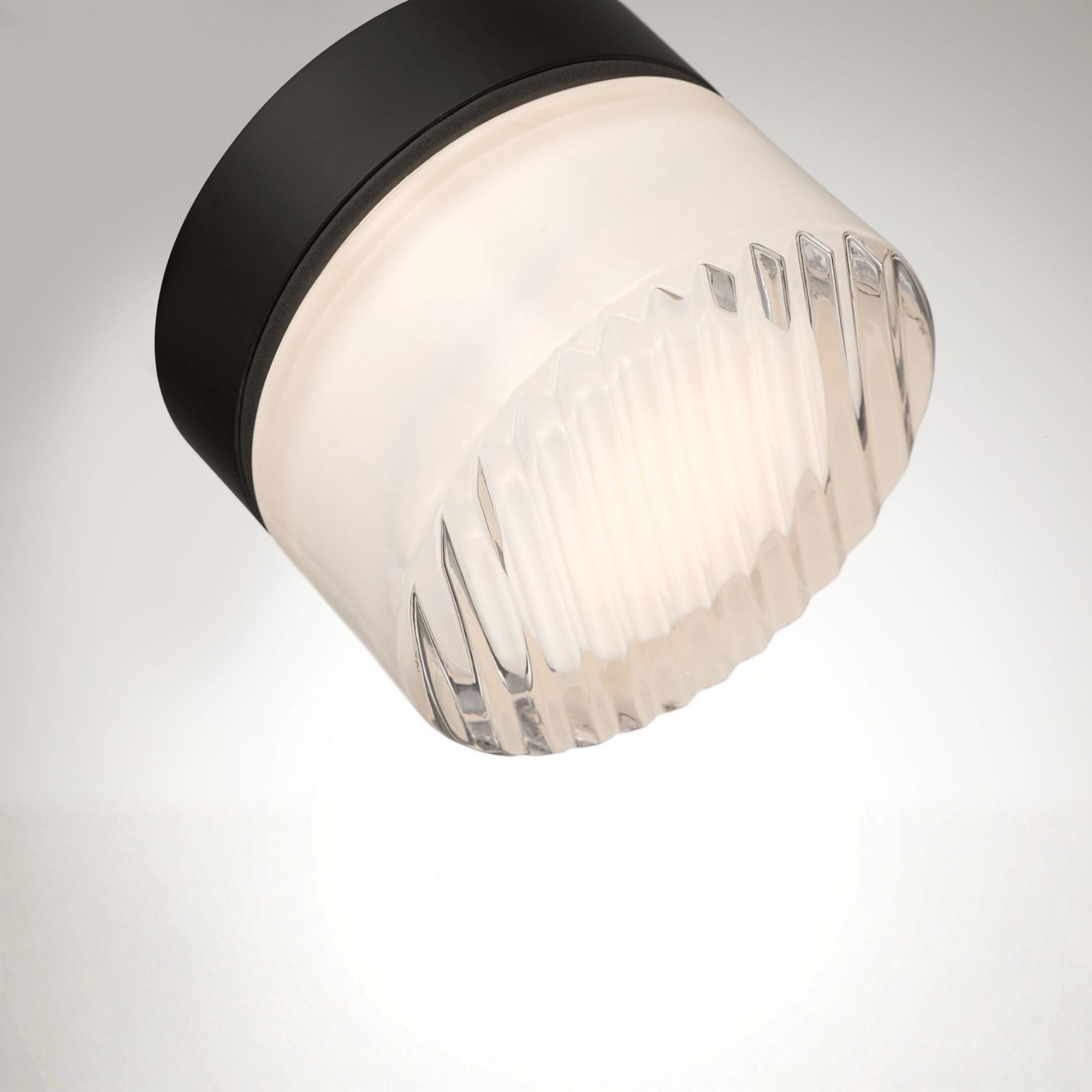Eurofase Sternn Outdoor Sconce, Matte Black with Clear Ribbed Glass