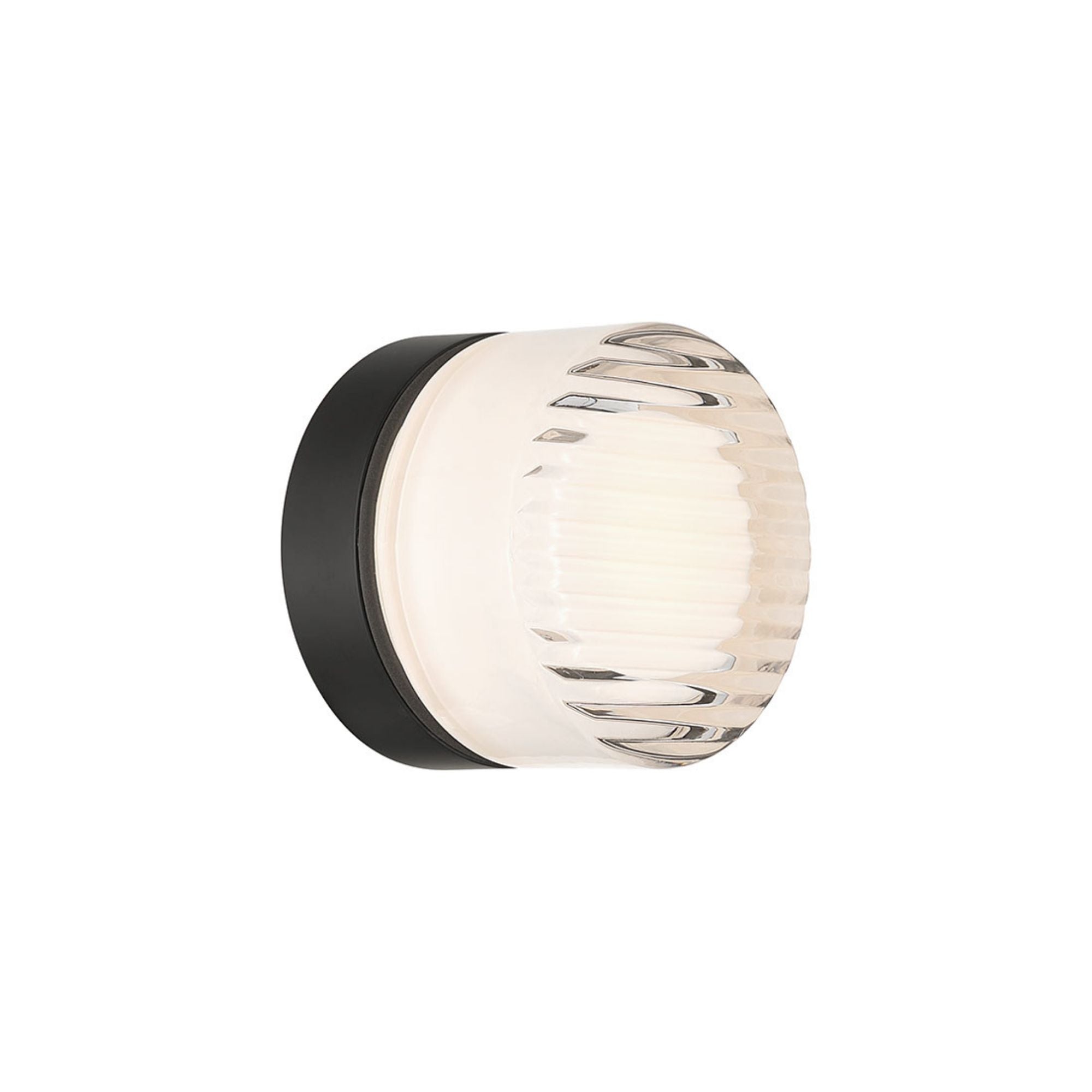 Eurofase Sternn Outdoor Sconce, Matte Black with Clear Ribbed Glass