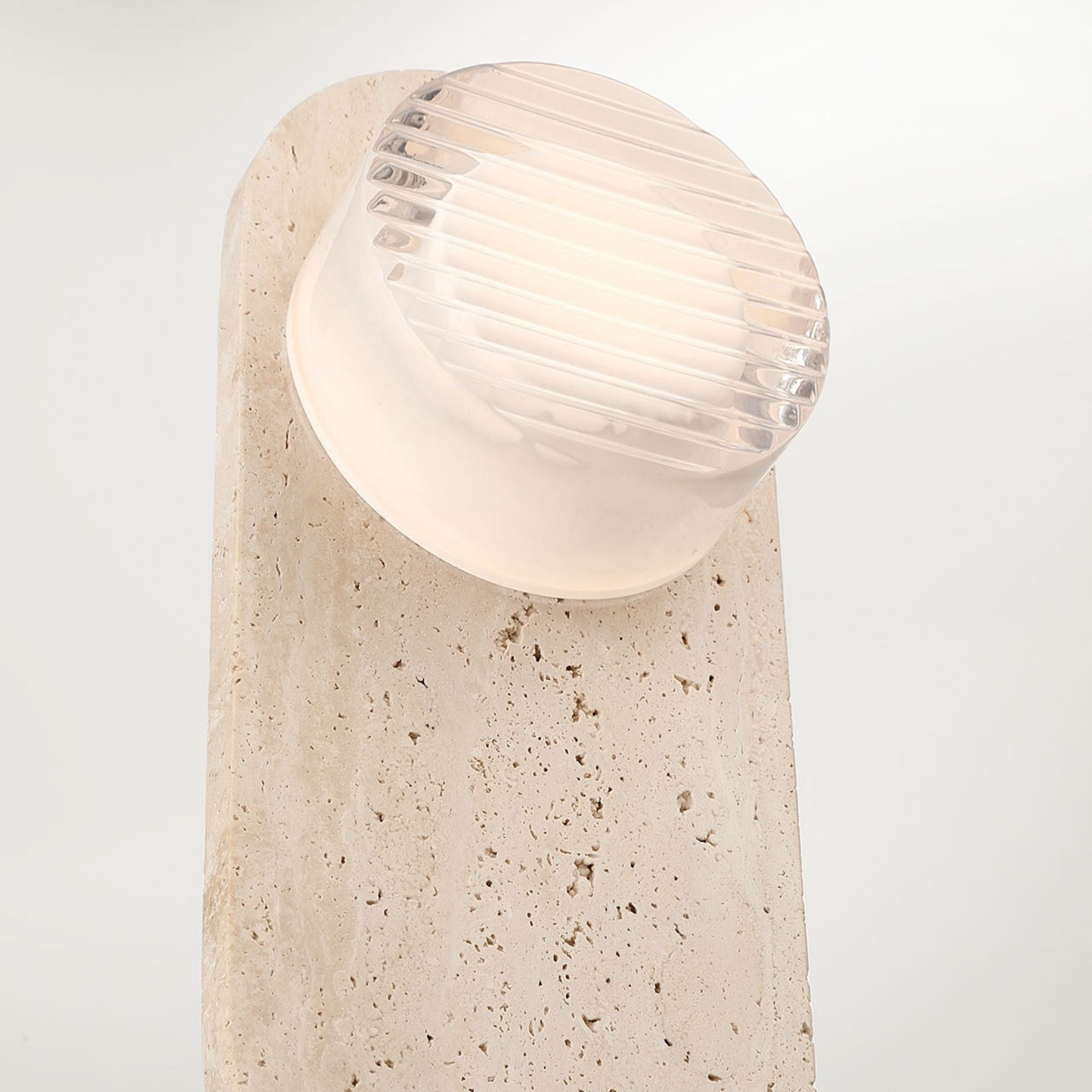 Eurofase Sternn 15 in. Outdoor Sconce, Travertine with Clear Ribbed Glass