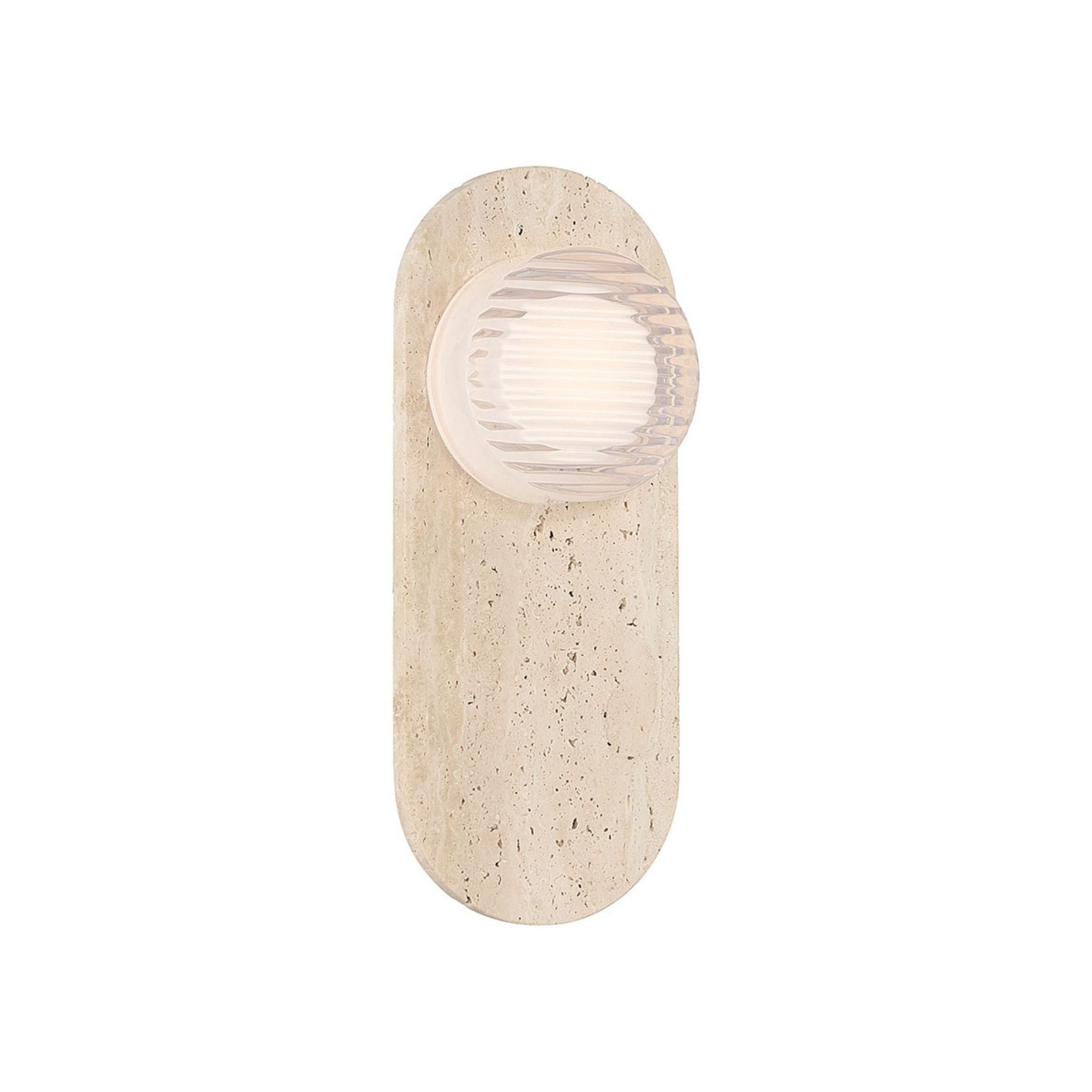 Eurofase Sternn 15 in. Outdoor Sconce, Travertine with Clear Ribbed Glass