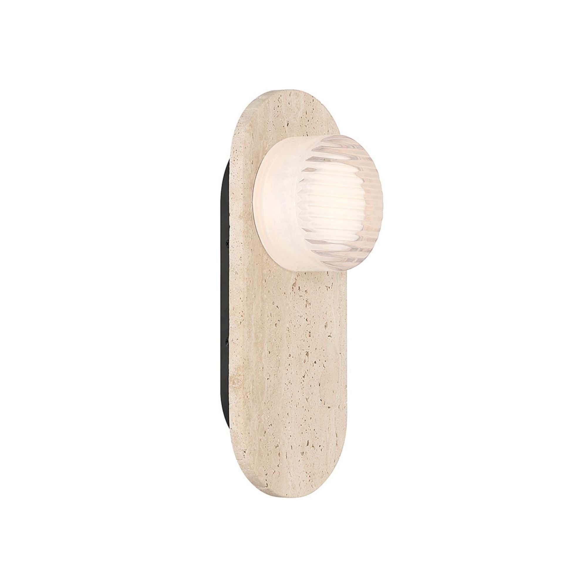 Eurofase Sternn 15 in. Outdoor Sconce, Travertine with Clear Ribbed Glass