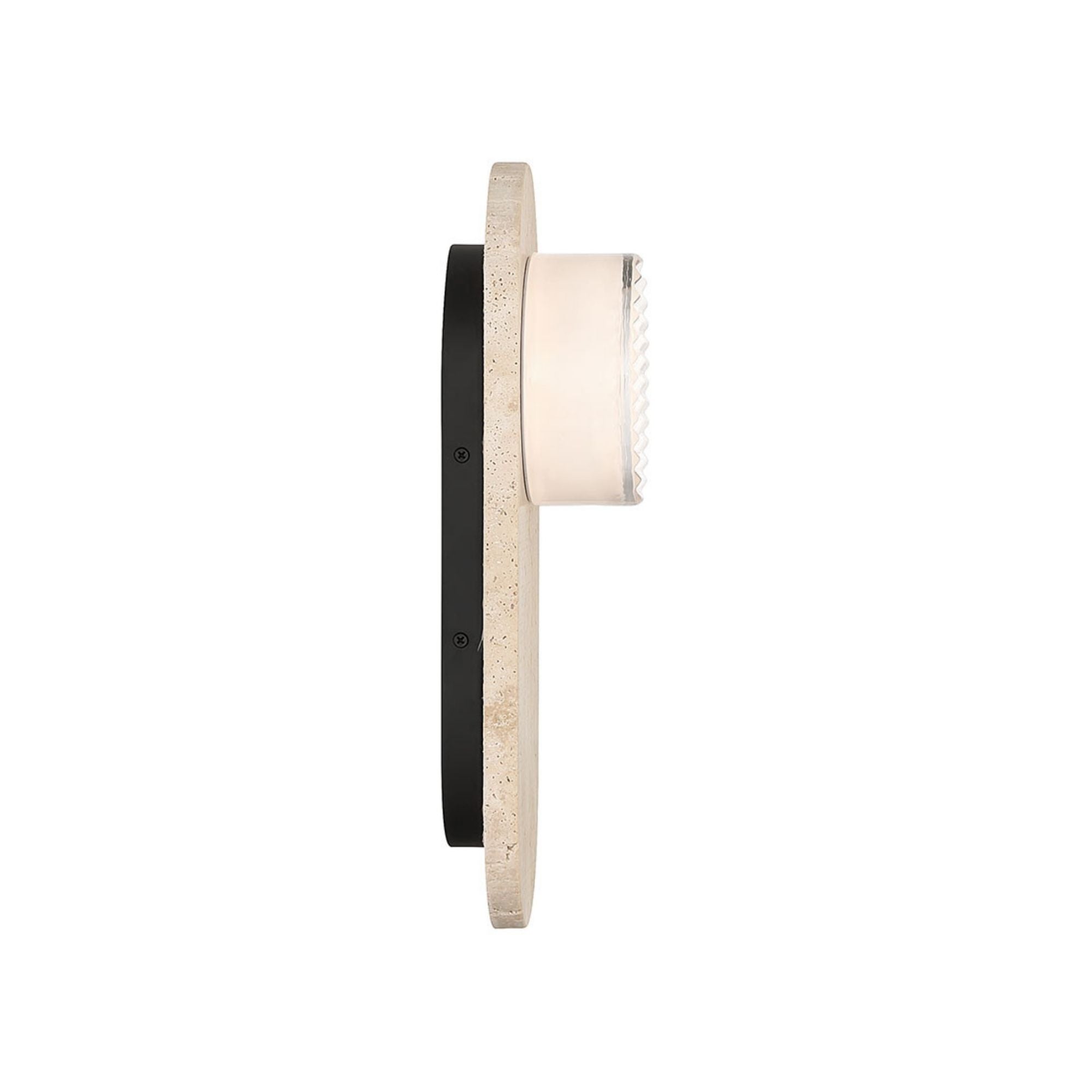 Eurofase Sternn 15 in. Outdoor Sconce, Travertine with Clear Ribbed Glass